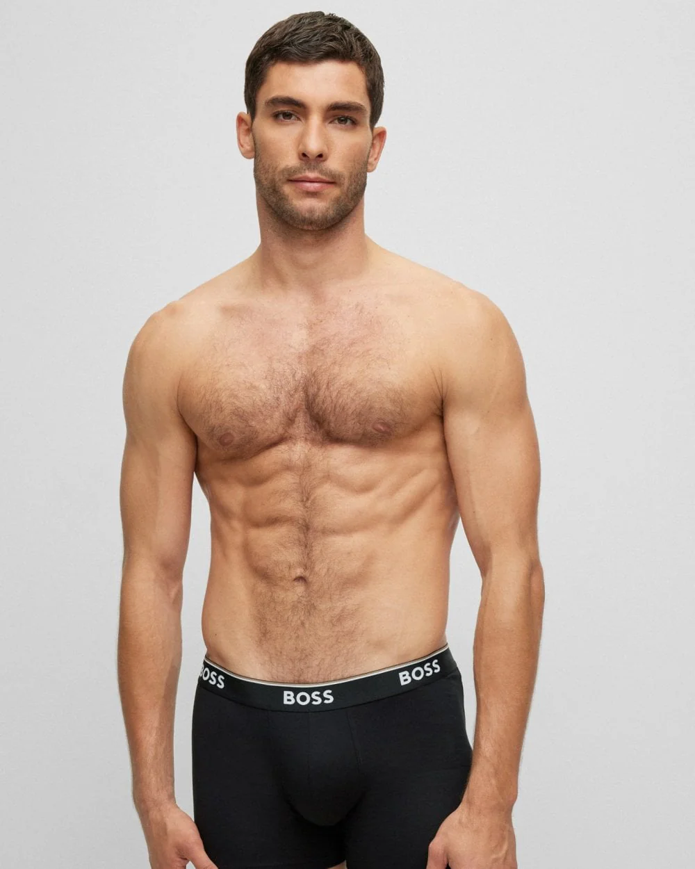 BOSS Orange Power Three Pack Mens Stretch Cotton Boxer Briefs With Logos NOS - White/Grey/Black 999 - Image 2