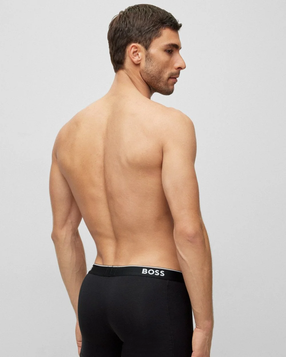 BOSS Orange Power Three Pack Mens Stretch Cotton Boxer Briefs With Logos NOS - White/Grey/Black 999 - Image 3
