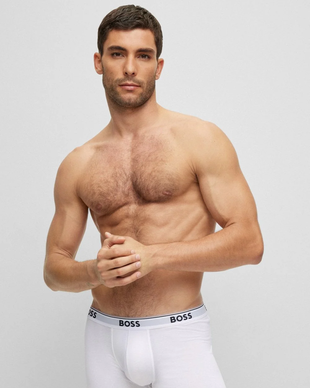 BOSS Orange Power Three Pack Mens Stretch Cotton Boxer Briefs With Logos NOS - White/Grey/Black 999 - Image 6