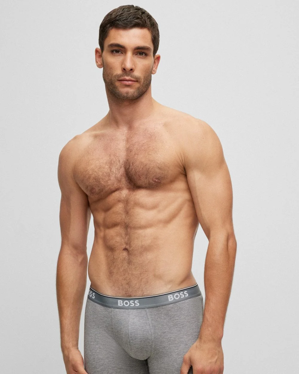 BOSS Orange Power Three Pack Mens Stretch Cotton Boxer Briefs With Logos NOS - White/Grey/Black 999 - Image 7