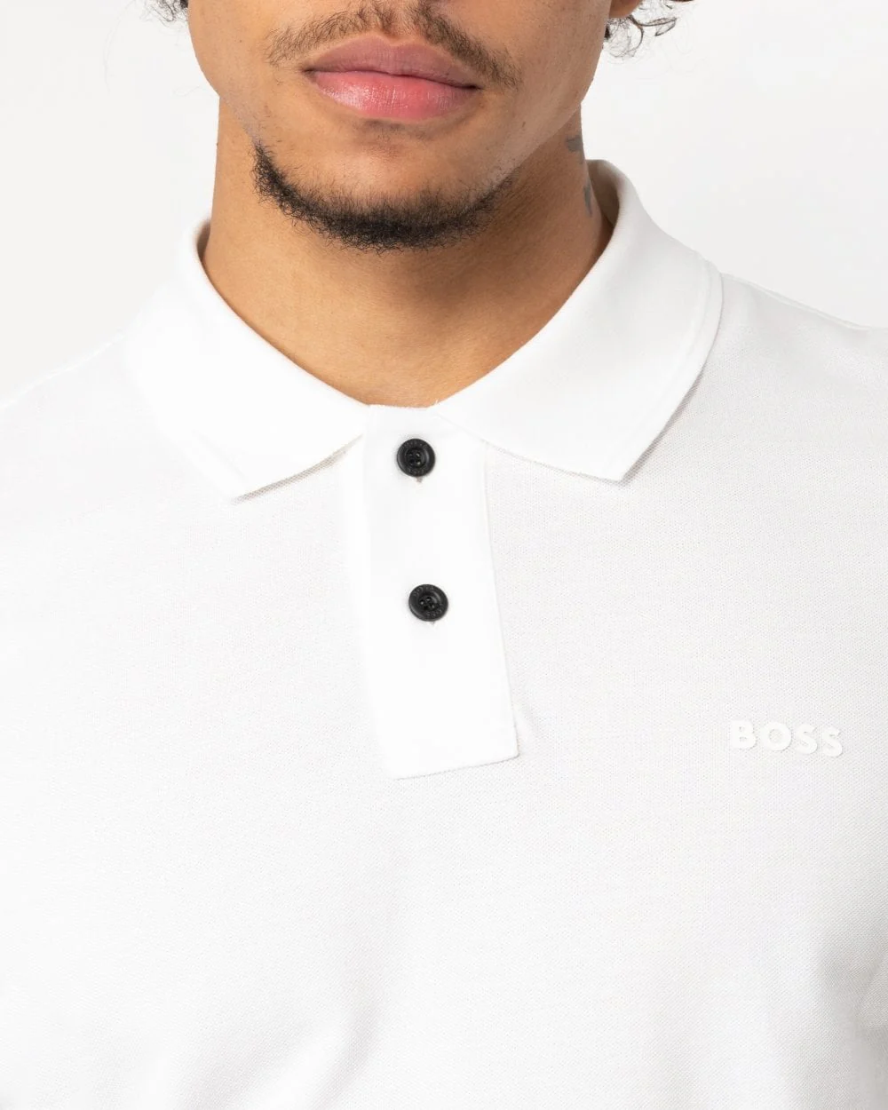 BOSS Orange Prime Mens Cotton-Piqué Polo Shirt with Logo Print NOS - White 100 - Image 2