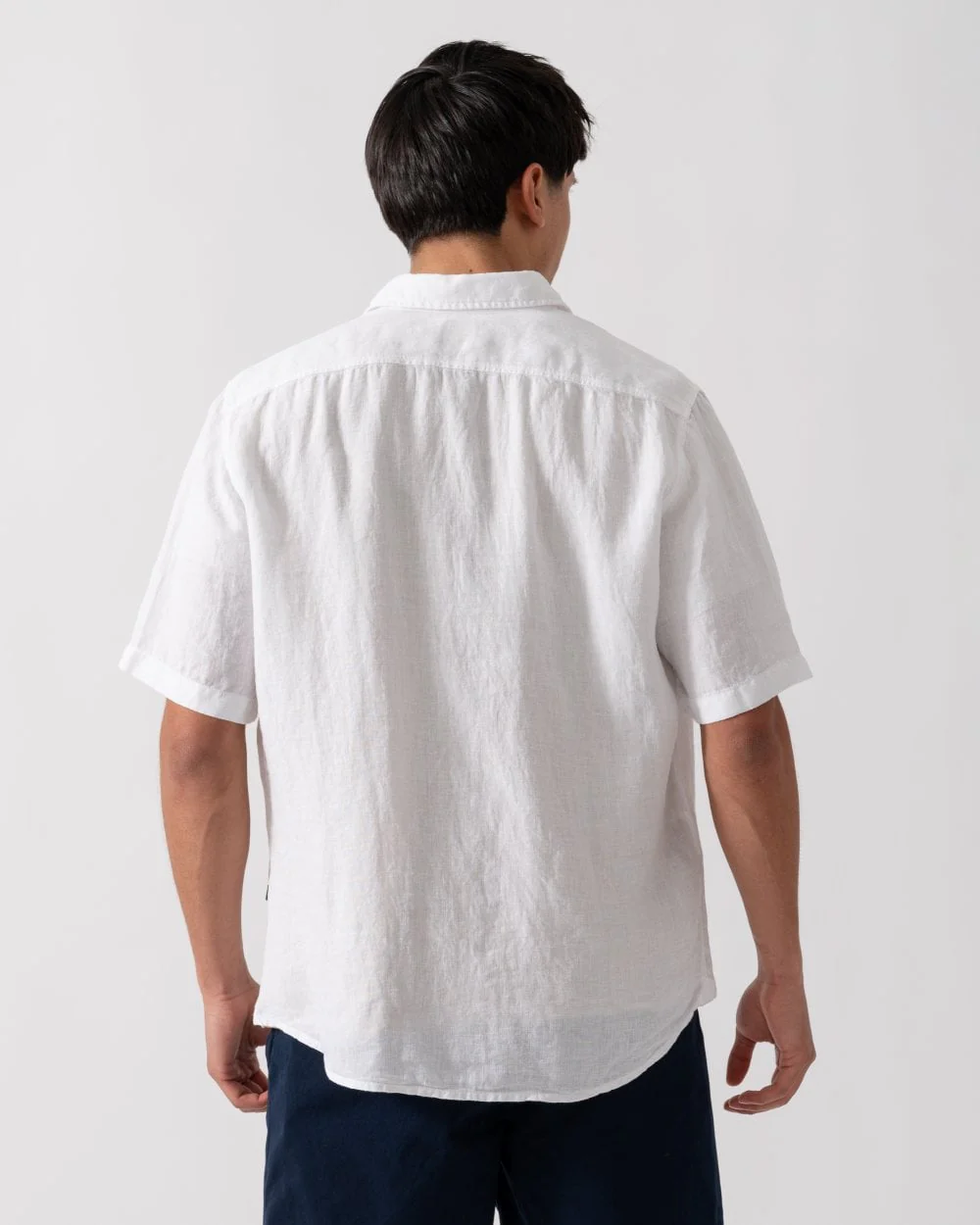 BOSS Orange Rash 2 Mens Short Sleeve Linen Shirt - White 100 - Image 4
