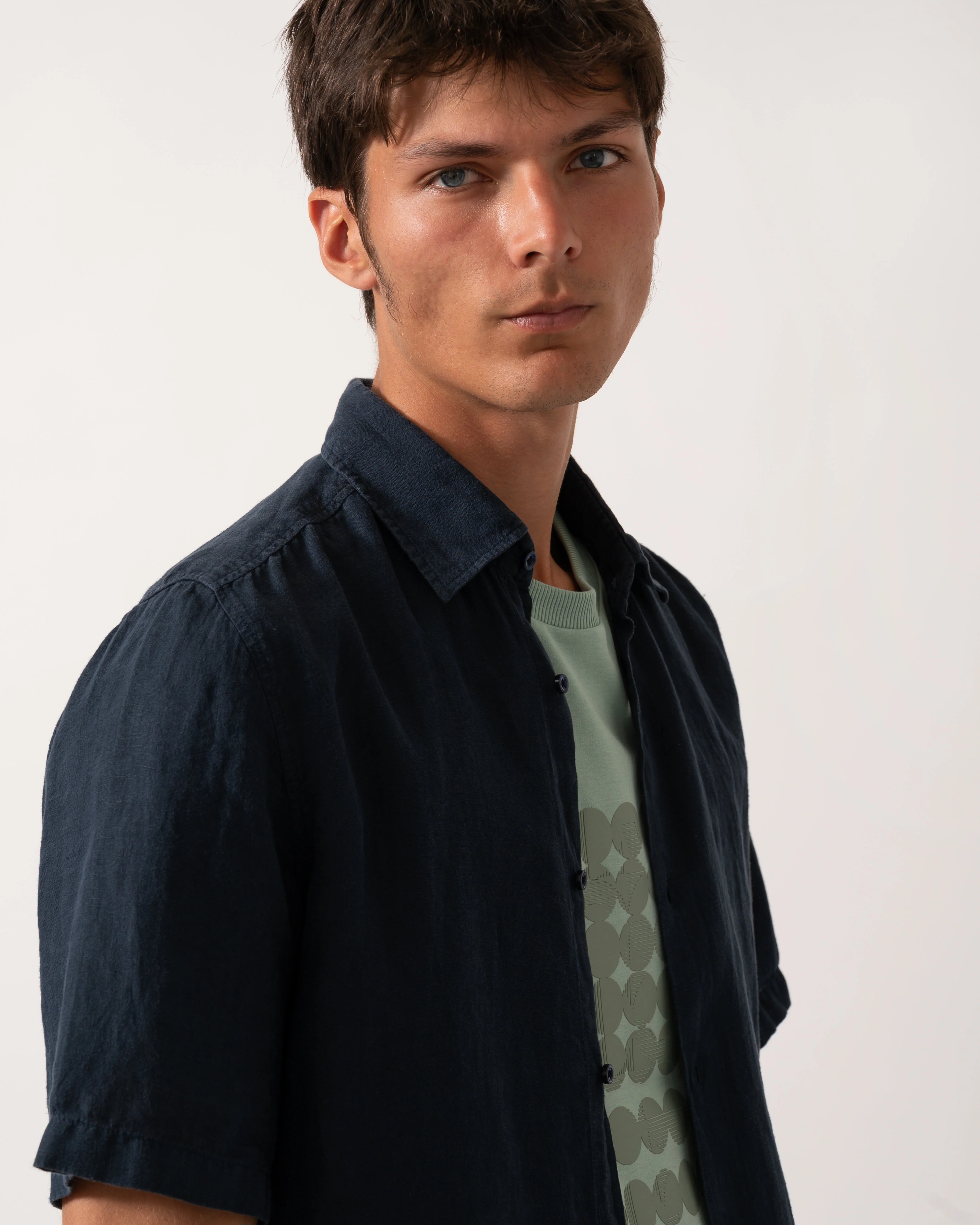 BOSS Orange Rash 2 Mens Short Sleeve Shirt - Dark Blue 404 - Image 2