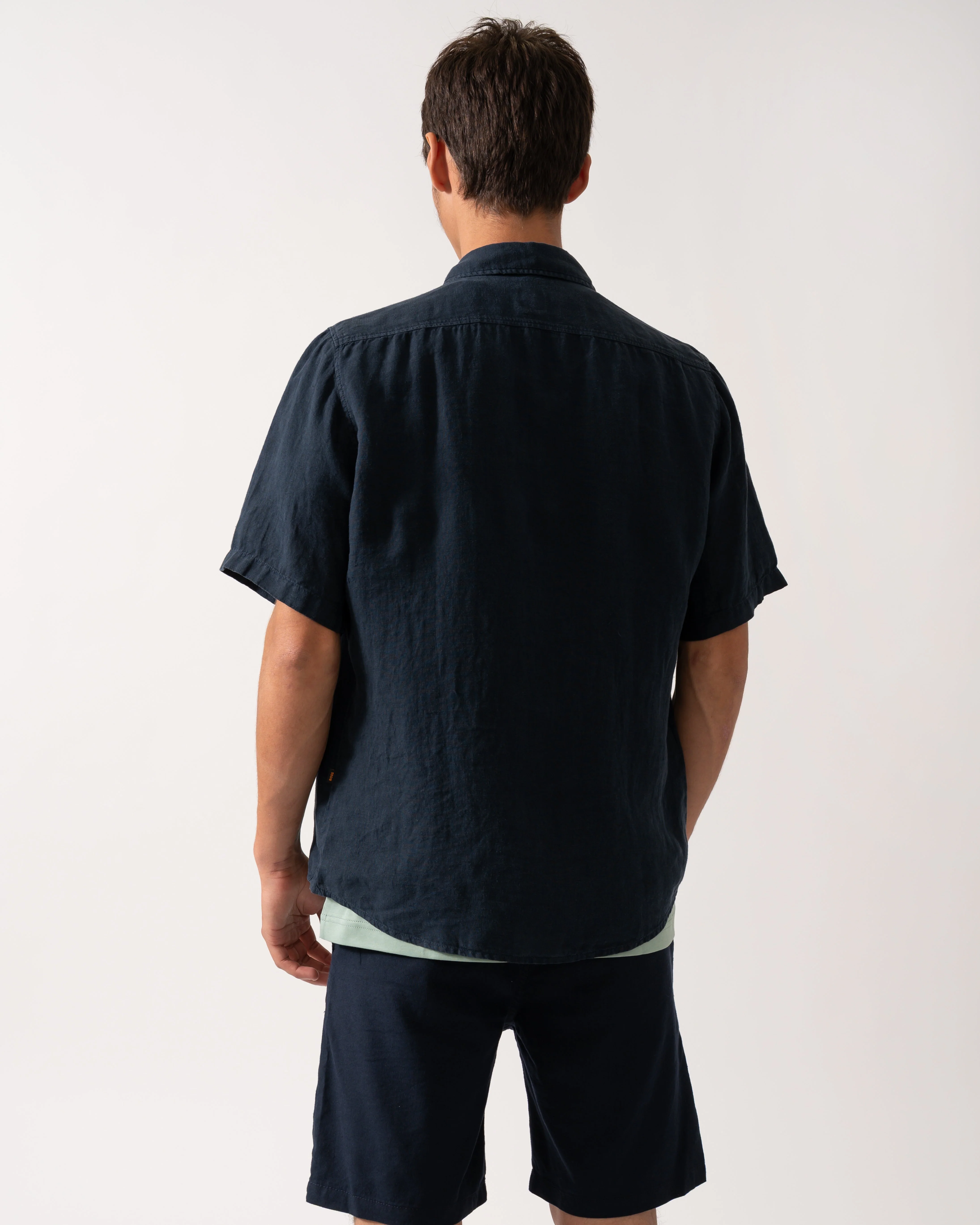 BOSS Orange Rash 2 Mens Short Sleeve Shirt - Dark Blue 404 - Image 4
