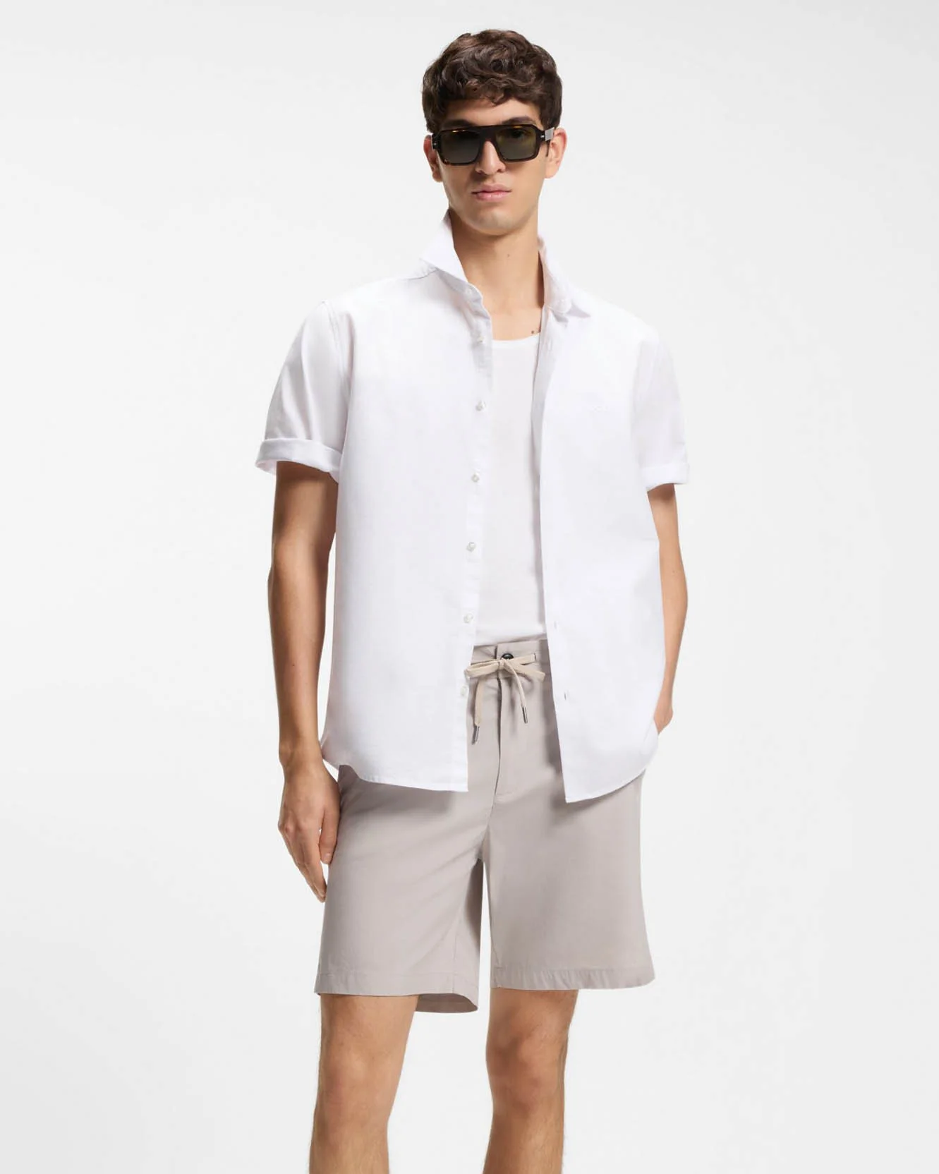 BOSS Orange Rash 2 Mens Short Sleeve Shirt - White 100 - Image 3