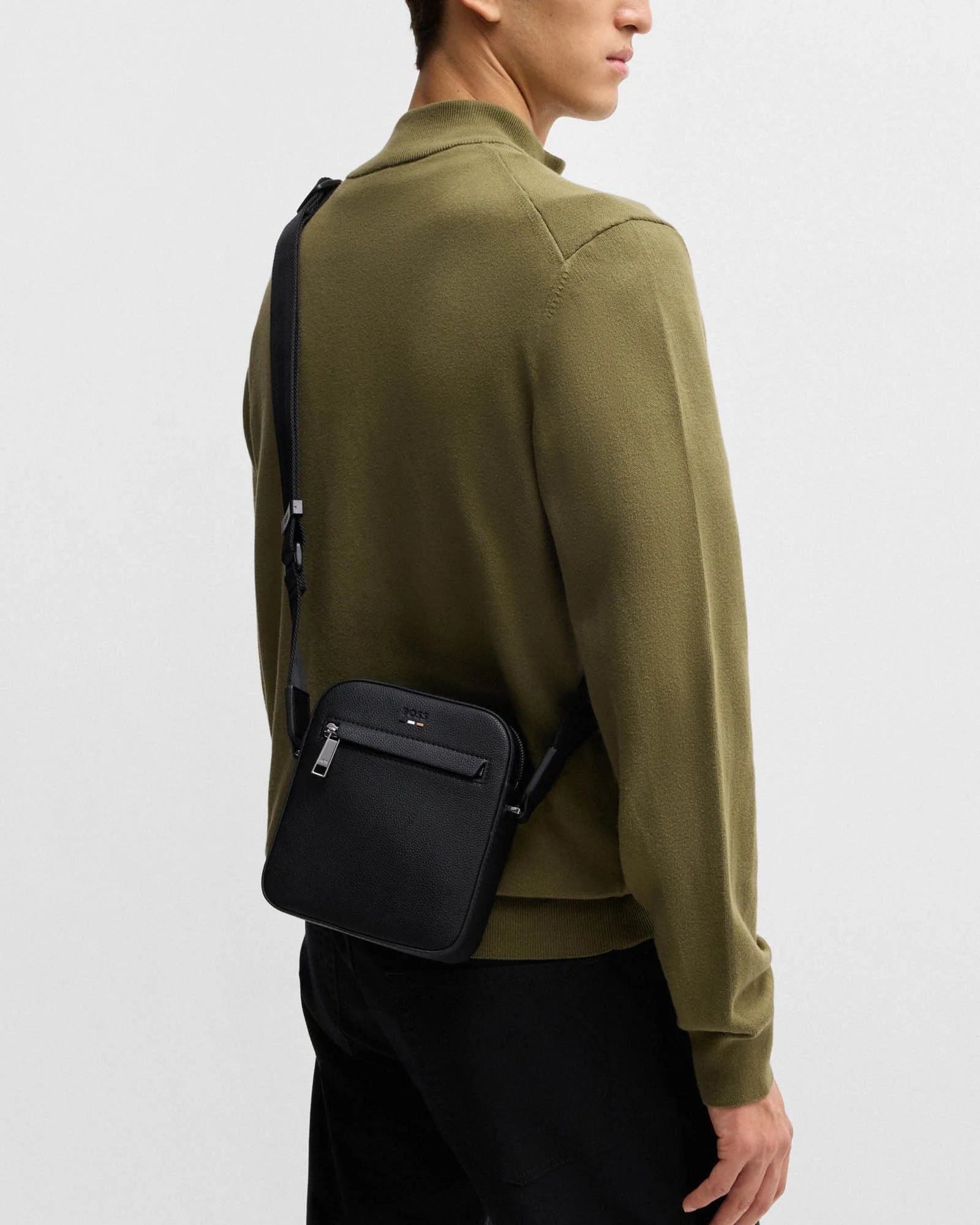 BOSS Orange Ray Mens Reporter Bag with Embossed Logo - Black 001 - Image 2