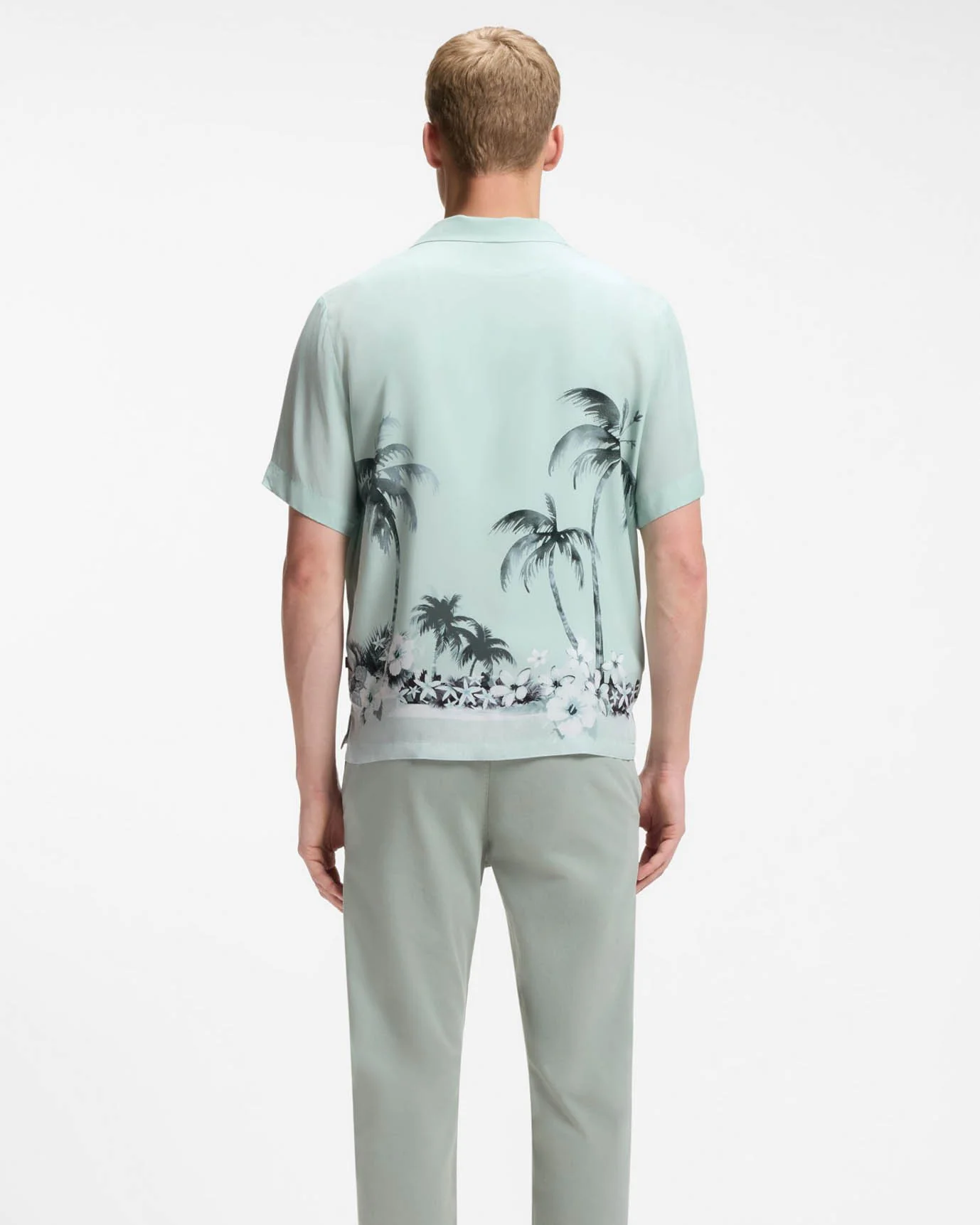 BOSS Orange Rayer Mens Short Sleeve Shirt - Turquoise/Aqua 446 - Image 3