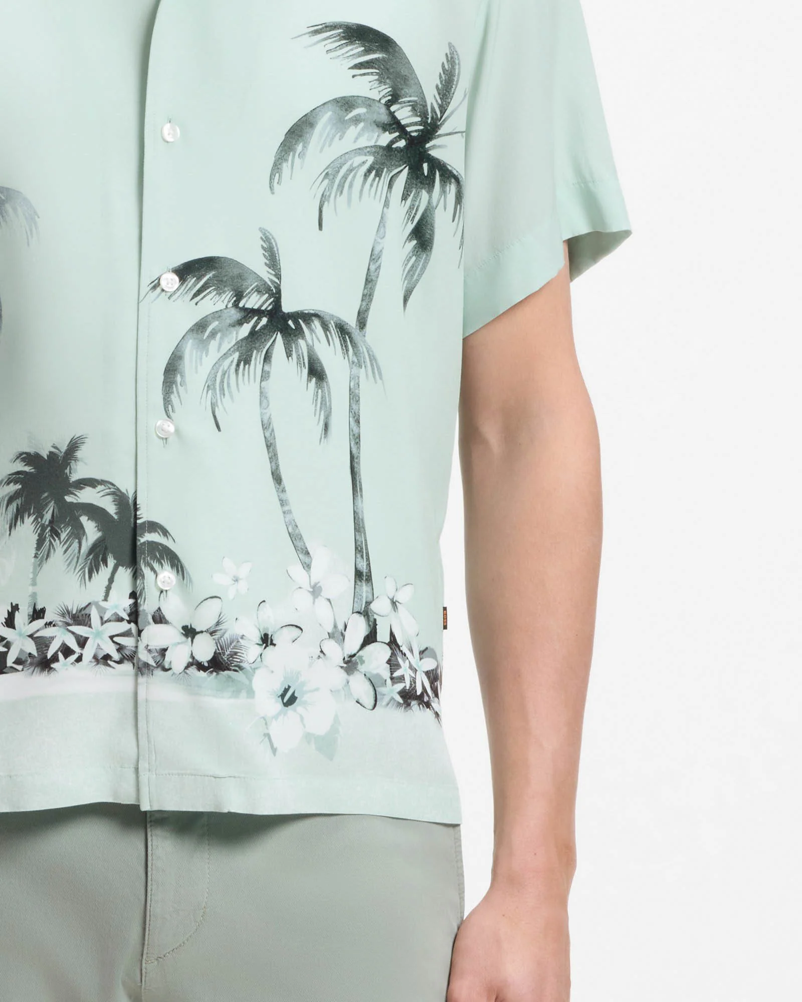 BOSS Orange Rayer Mens Short Sleeve Shirt - Turquoise/Aqua 446 - Image 4