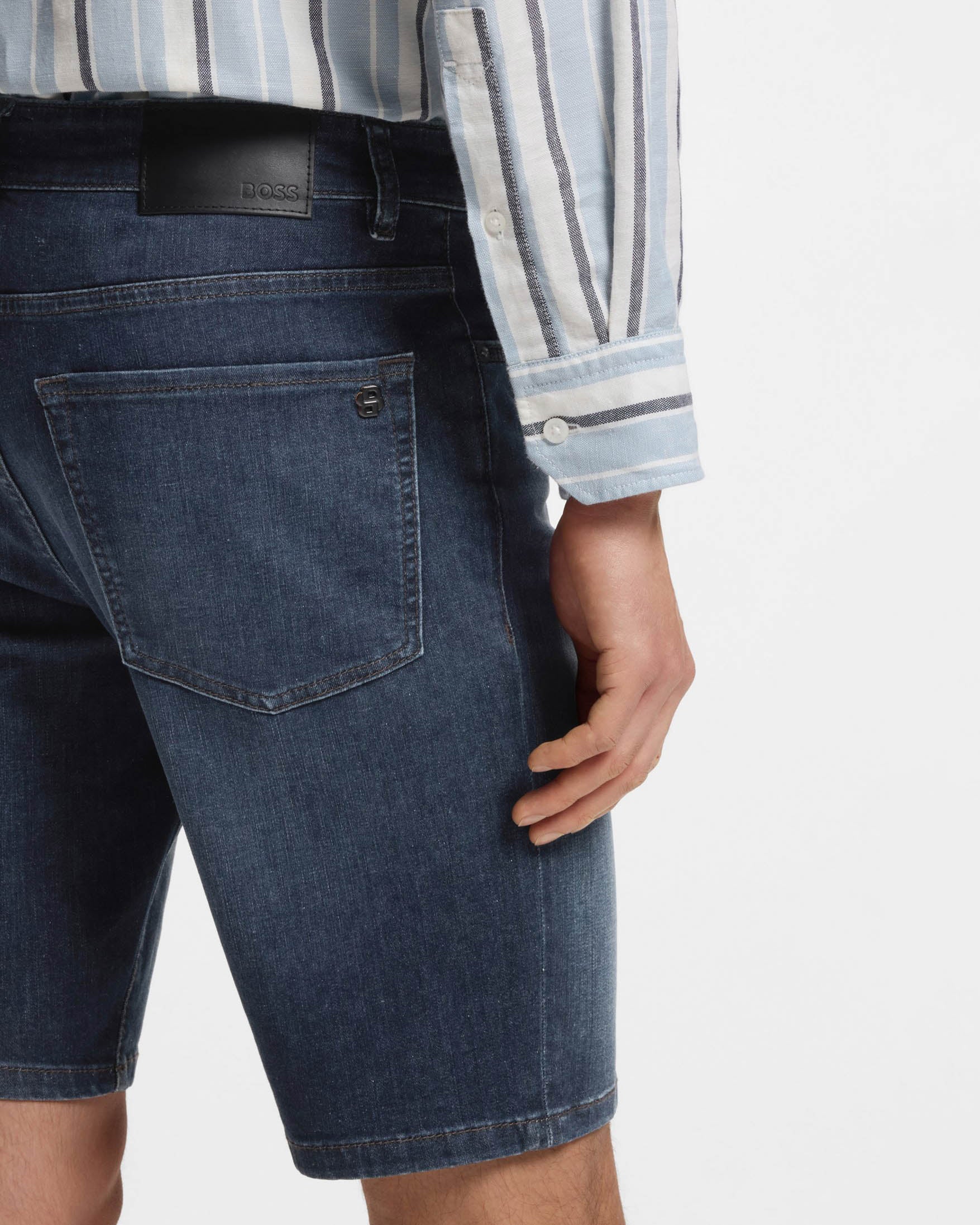 BOSS Orange Maine Regular-Fit Shorts in Soft-Motion Denim - Medium Blue 420 - Image 4