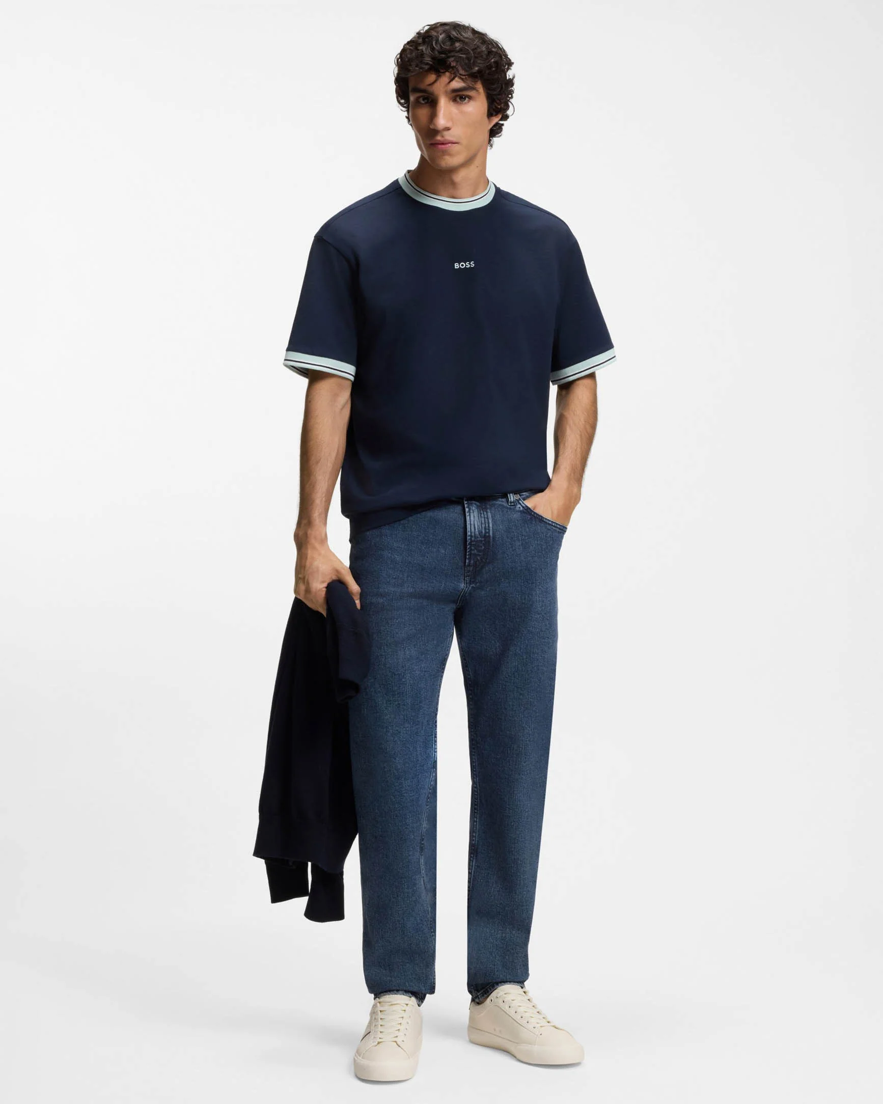 BOSS Orange Maine Mens Regular-Fit Jeans - Medium Blue 424 - Image 3