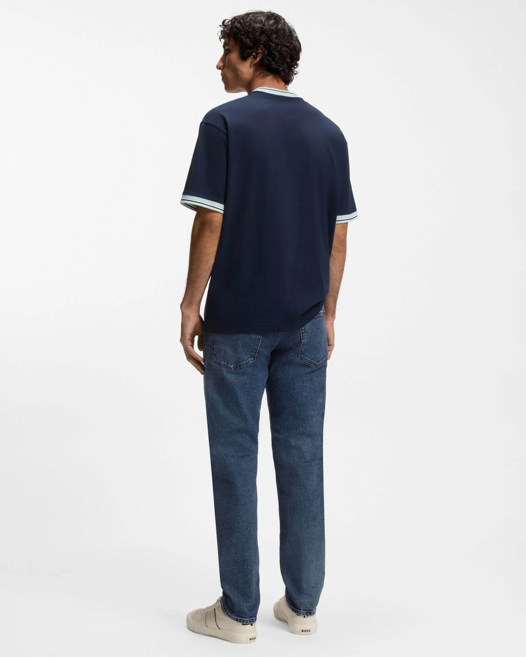 BOSS Orange Maine Mens Regular-Fit Jeans - Medium Blue 424 - Image 4