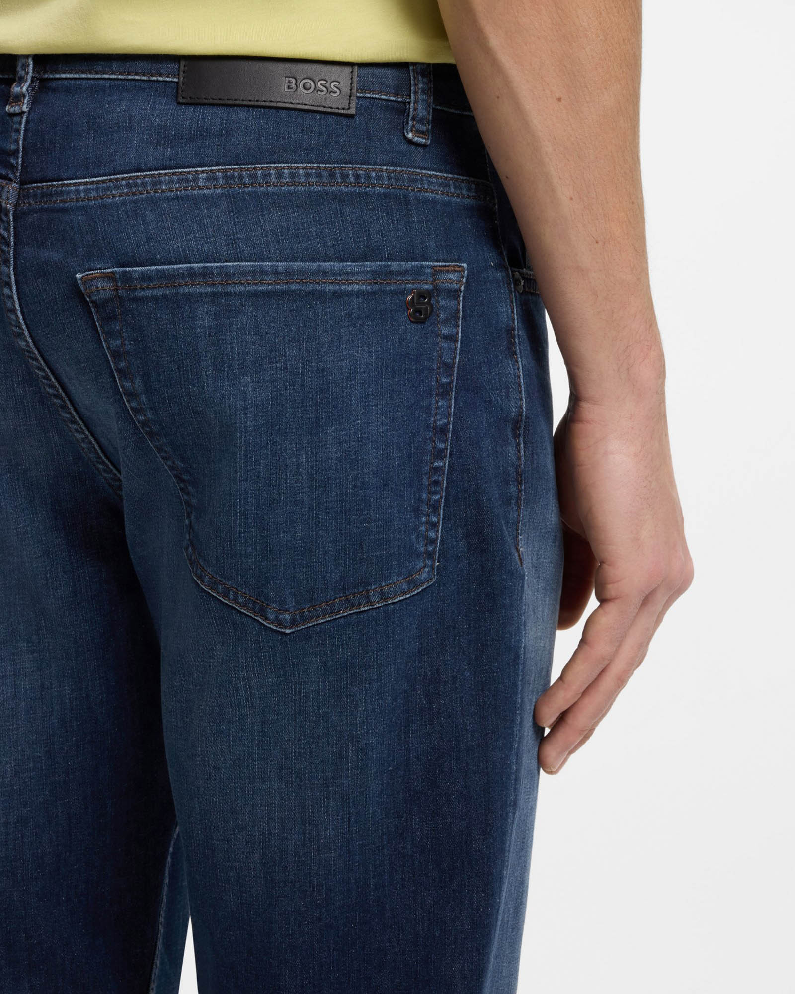 BOSS Orange Maine Regular-Fit Jeans in Soft-Motion Denim - Medium Blue 420 - Image 4
