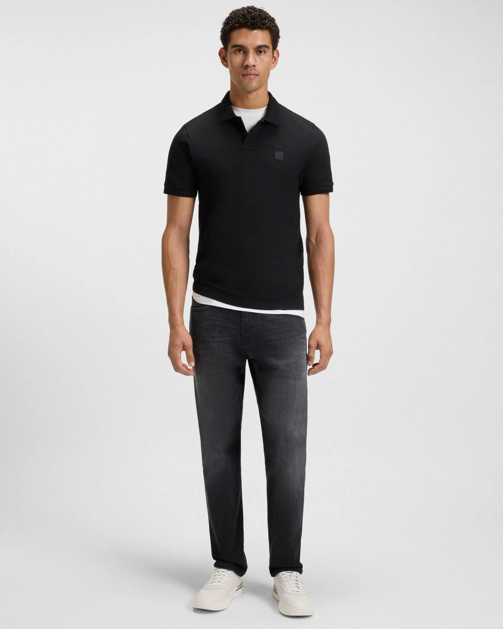 BOSS Orange Re.Maine Mens Regular-Fit Jeans in Super-Stretch Denim - Black 005 - Image 2