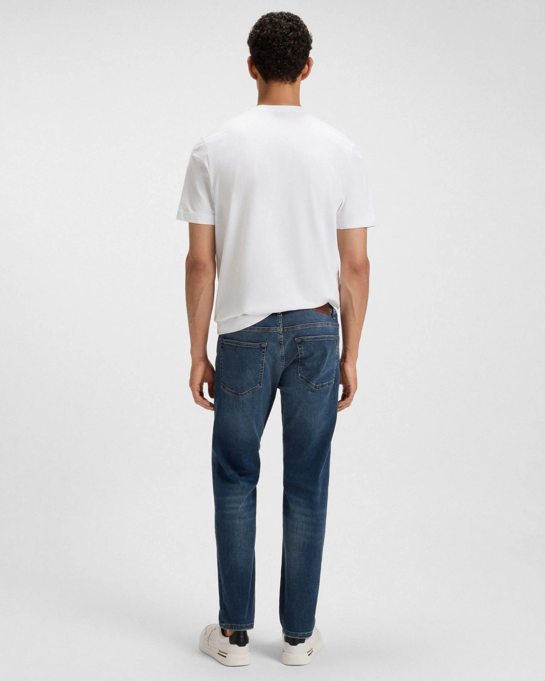 BOSS Orange Re.Maine Mens Regular-Fit Jeans in Super-Stretch Denim - Navy 411 - Image 3