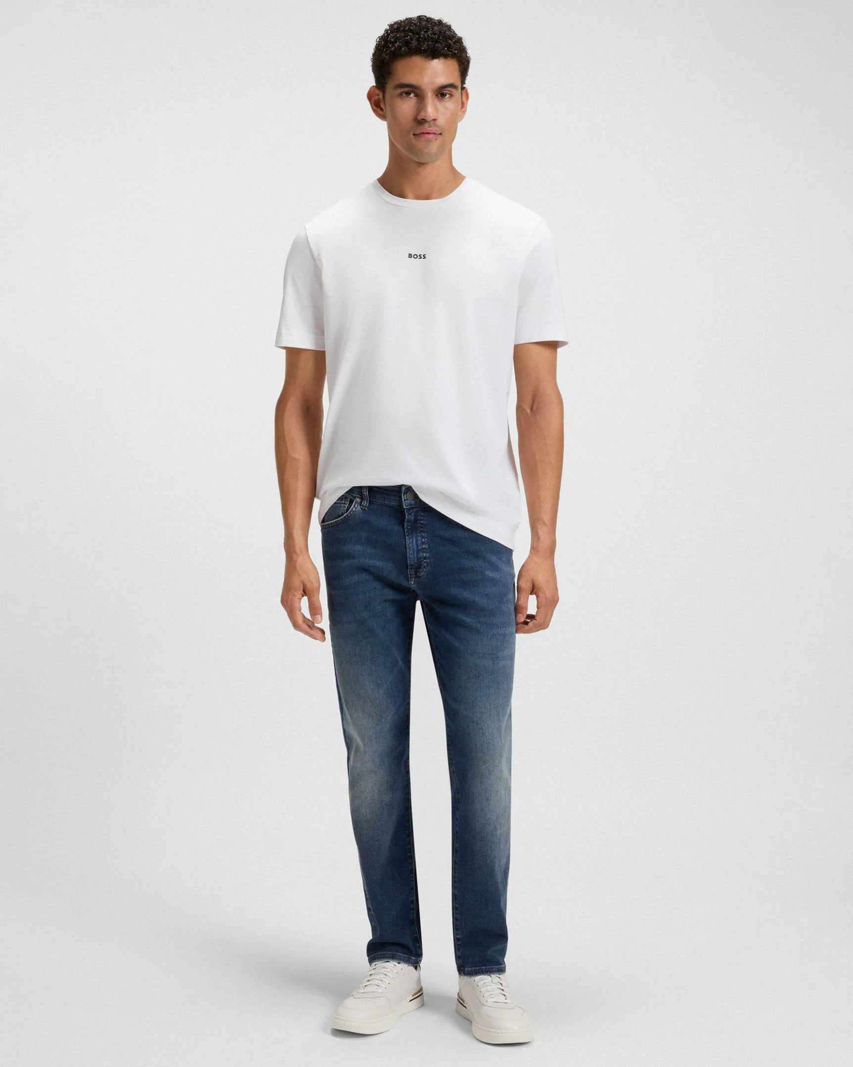 BOSS Orange Re.Maine Mens Regular-Fit Jeans in Super-Stretch Denim - Navy 411 - Image 4