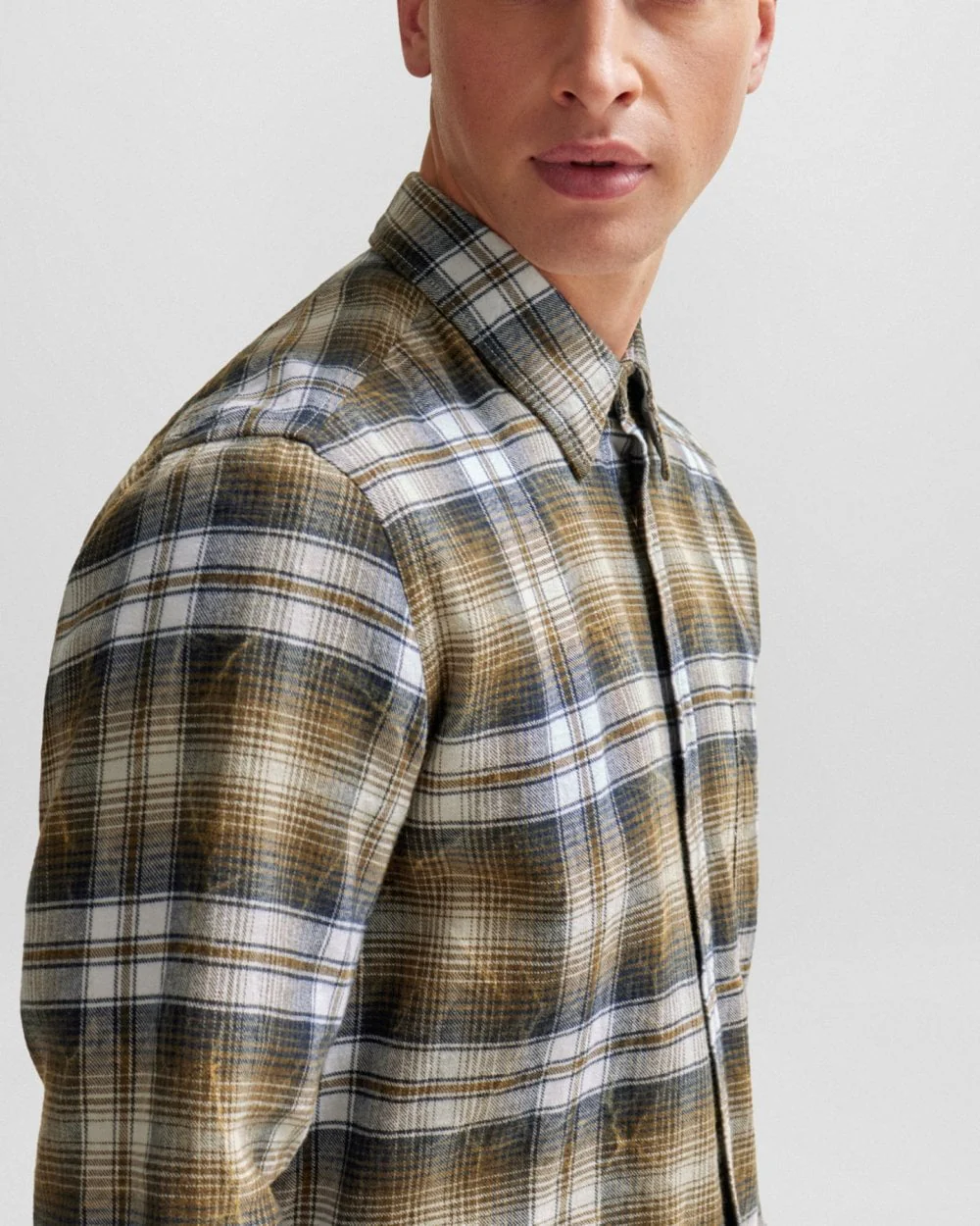 BOSS Orange Relegant 6 Mens Cotton Flannel Check Shirt - Image 2