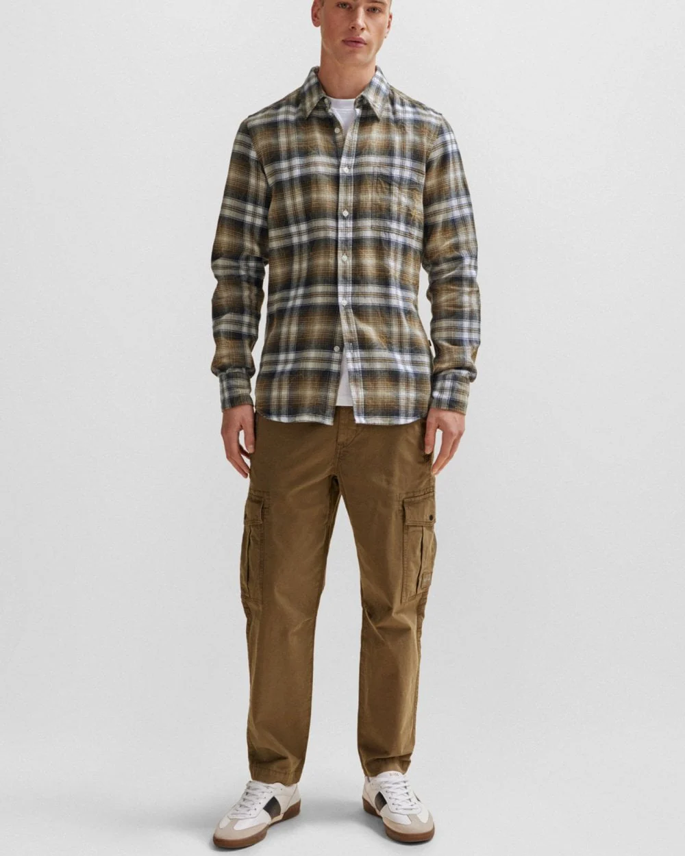 BOSS Orange Relegant 6 Mens Cotton Flannel Check Shirt - Image 3