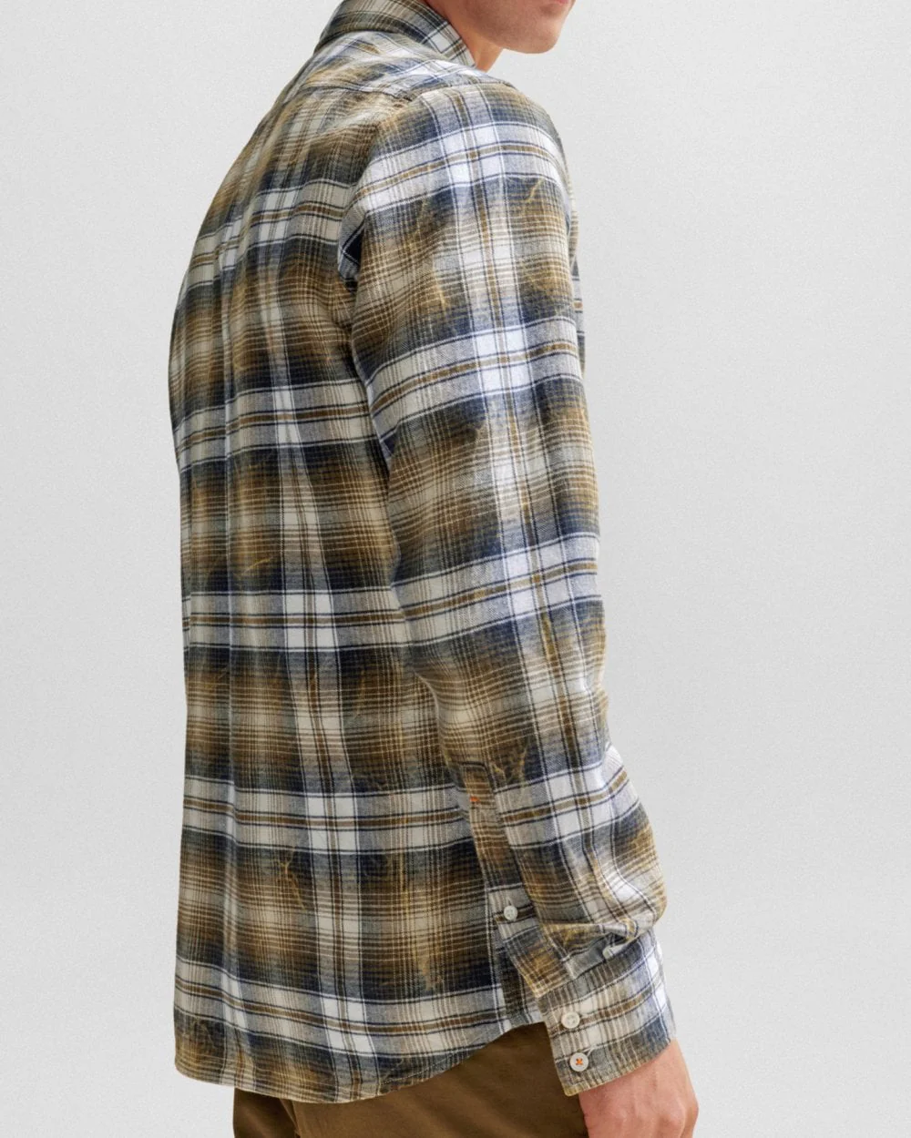 BOSS Orange Relegant 6 Mens Cotton Flannel Check Shirt - Image 4