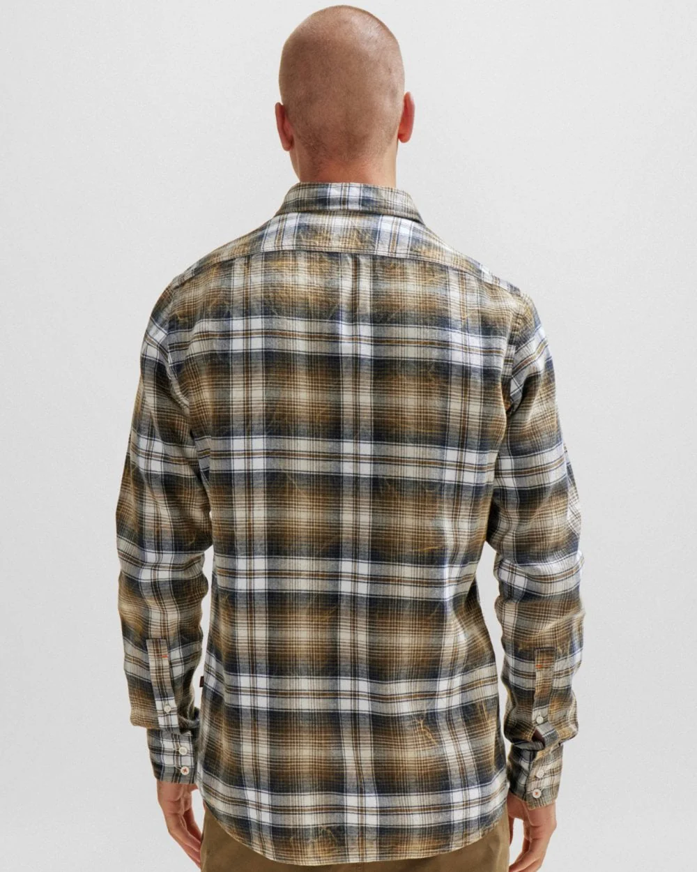BOSS Orange Relegant 6 Mens Cotton Flannel Check Shirt - Image 5