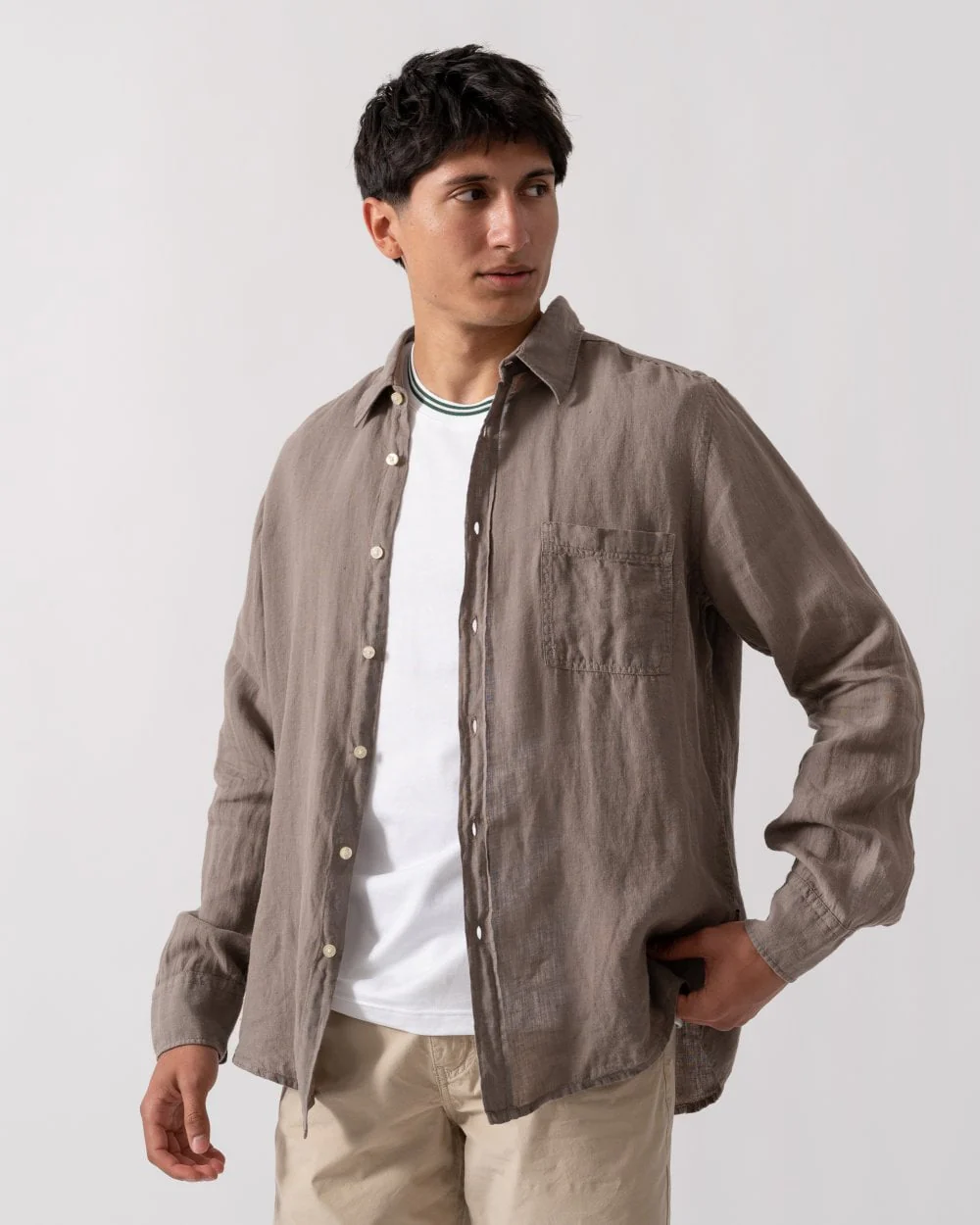 BOSS Orange Relegant 6 Mens Long Sleeve Shirt 50537381 - Open Beige 294 - Image 4