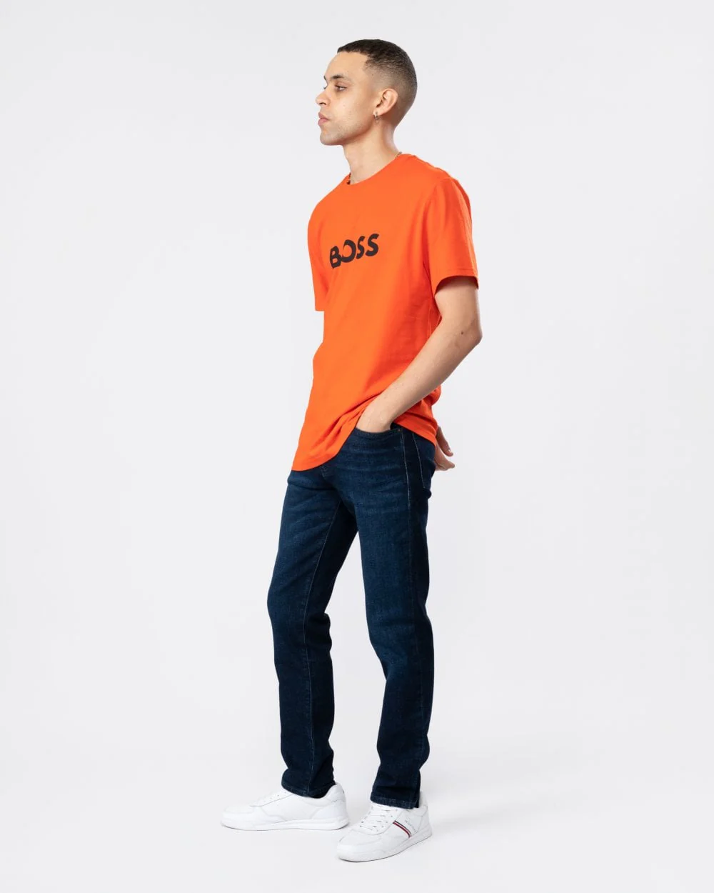 BOSS Orange Re.Maine Mens Regular Fit Jeans in Comfort-Stretch Denim - Dark Blue 406 - Image 3