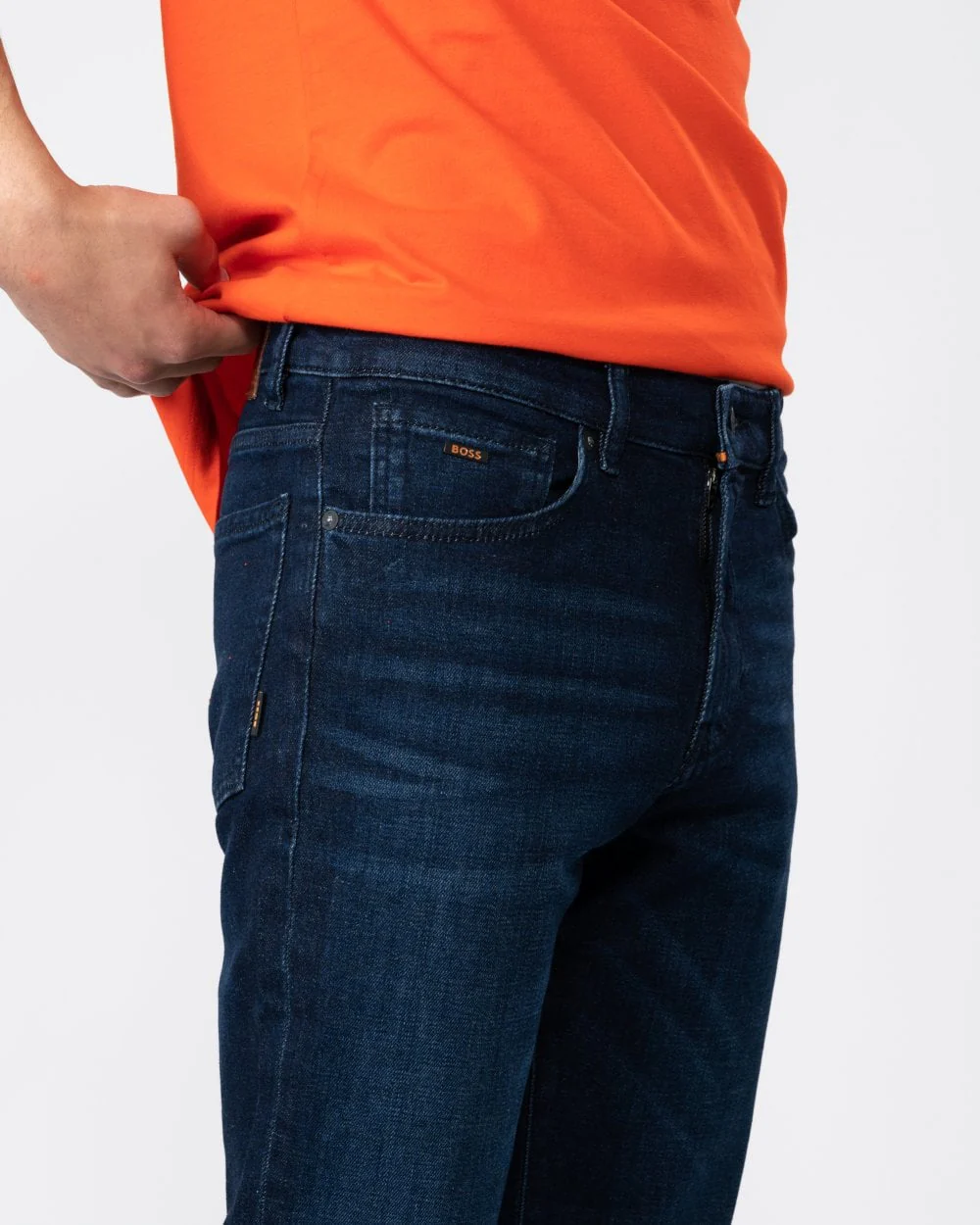 BOSS Orange Re.Maine Mens Regular Fit Jeans in Comfort-Stretch Denim - Dark Blue 406 - Image 5