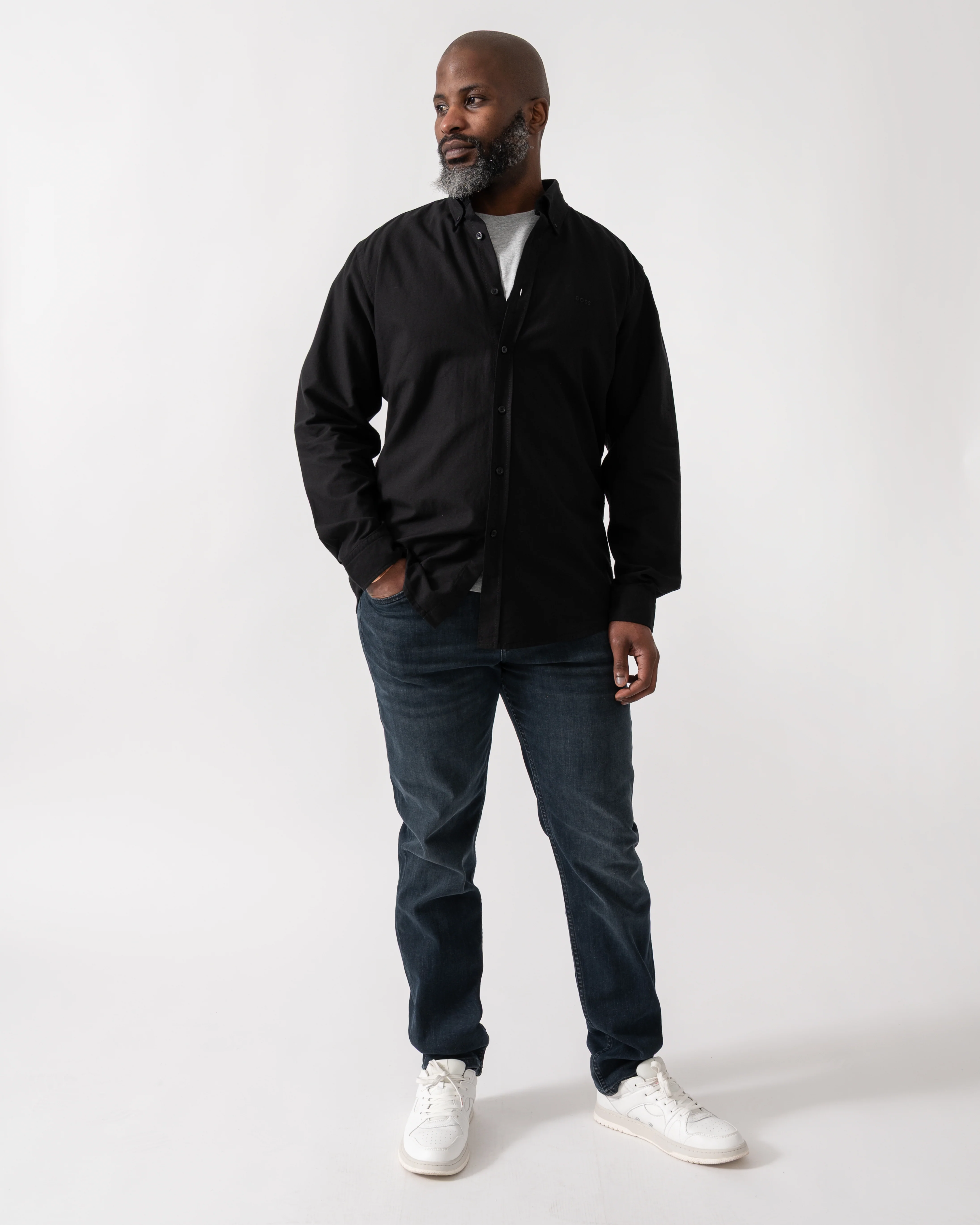 BOSS Orange Rickert Mens Long Sleeve Shirt - Black 002 - Image 2