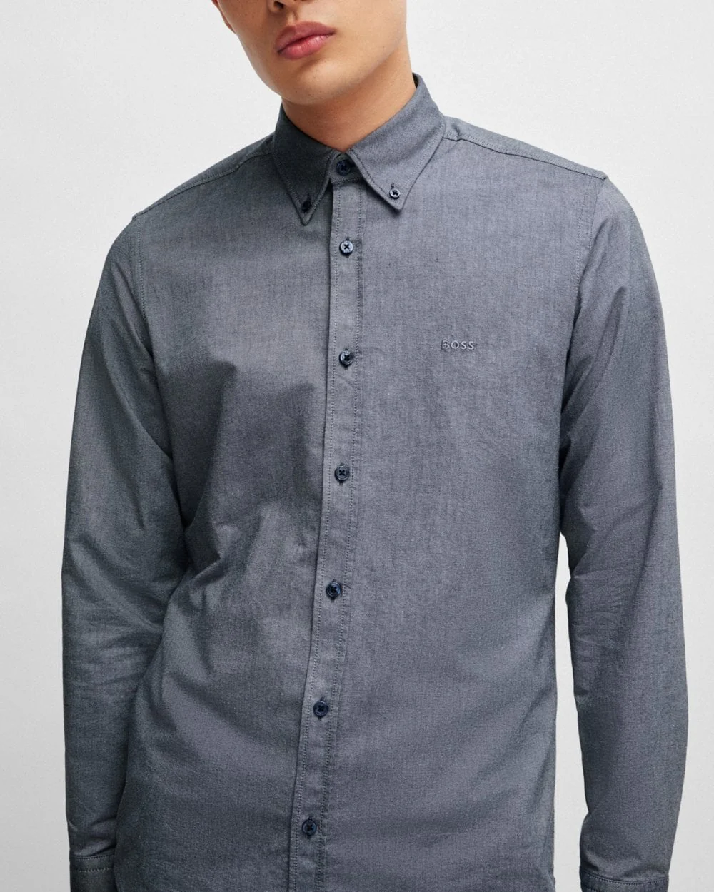 BOSS Orange Rickert Mens Long Sleeve Shirt - Navy 418 - Image 2