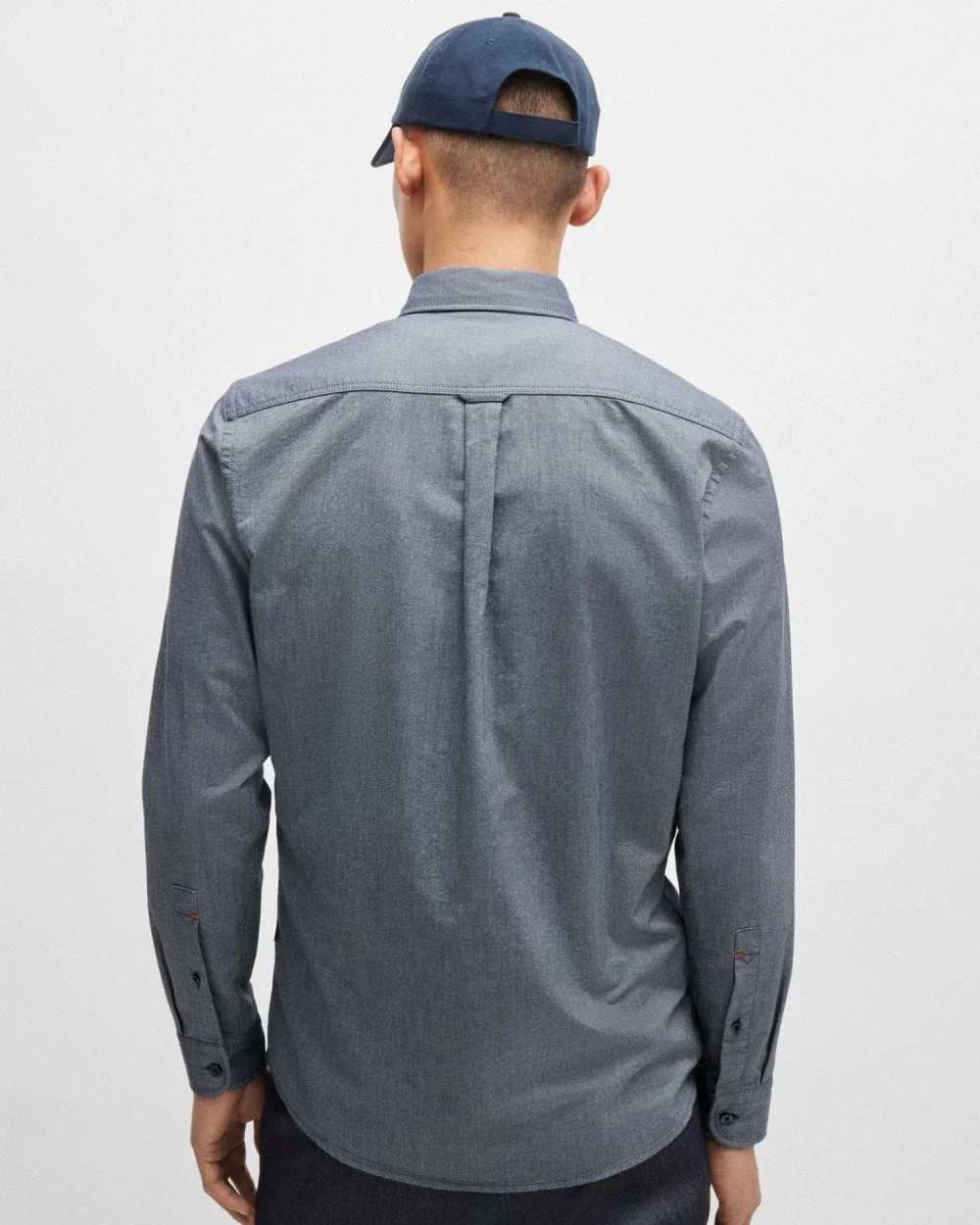 BOSS Orange Rickert Mens Long Sleeve Shirt - Navy 418 - Image 3
