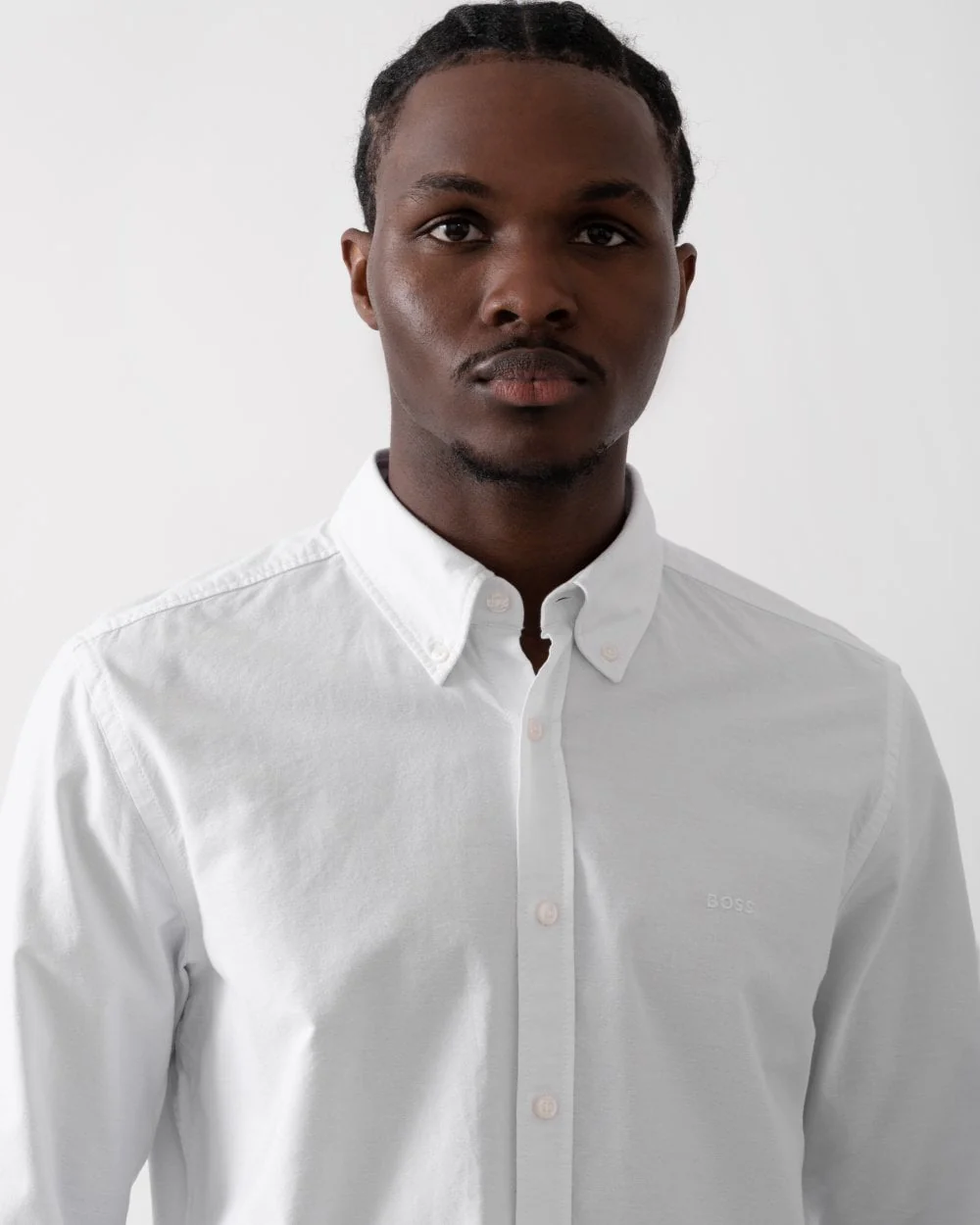 BOSS Orange Rickert Mens Long Sleeve Shirt - White 100 - Image 2