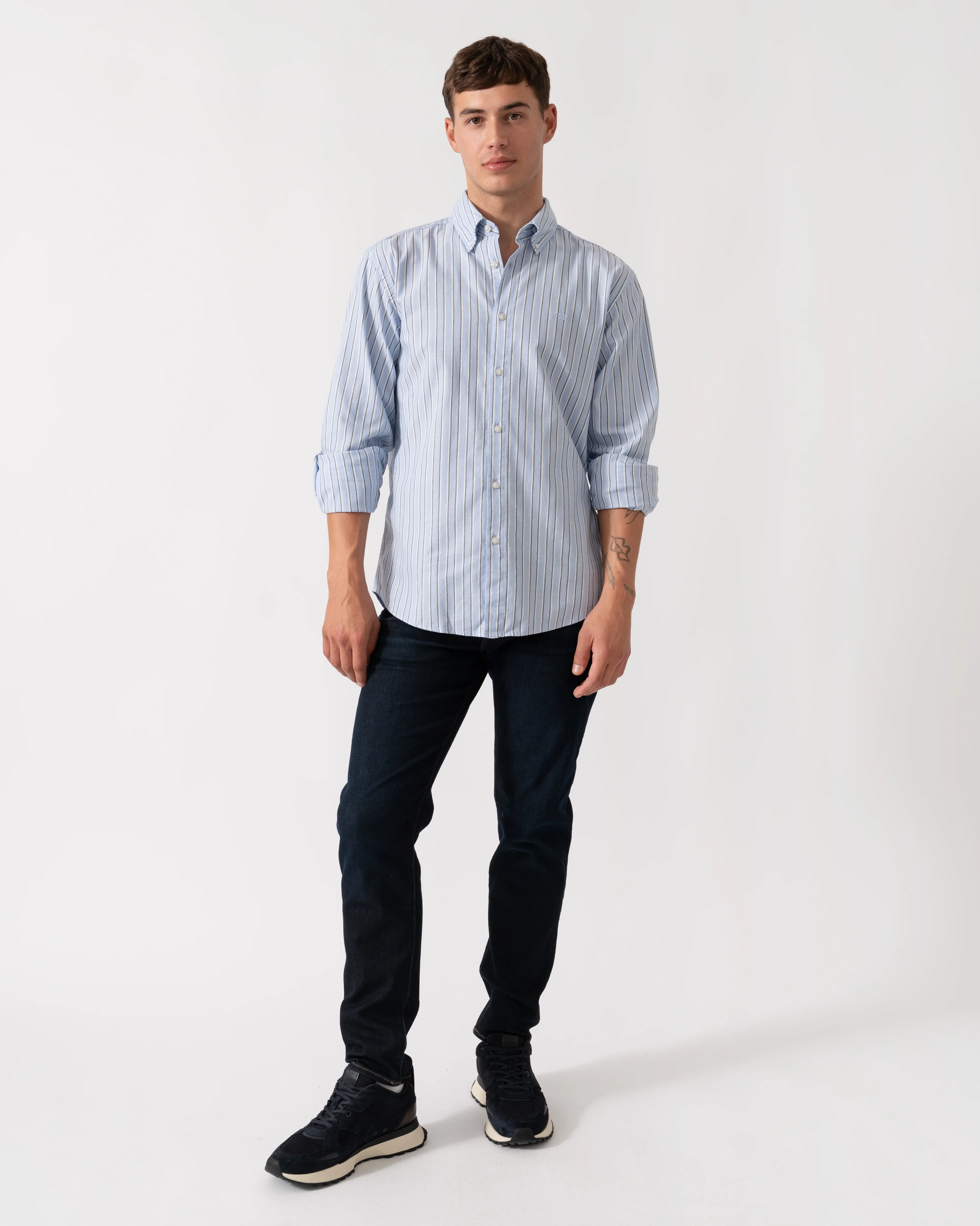 BOSS Orange Ricoplus Mens Long Sleeve Shirt - Open Blue 470 - Image 2