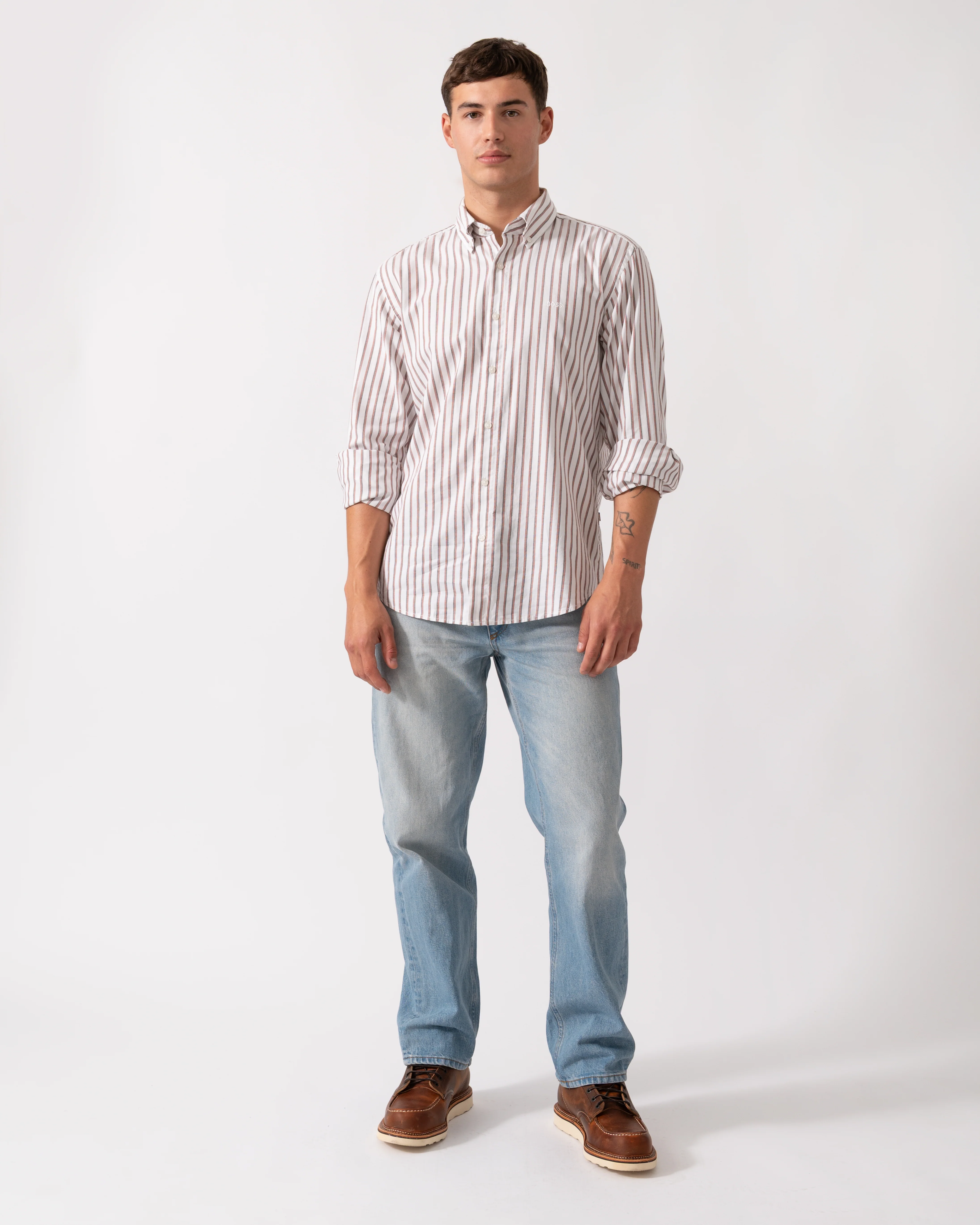 BOSS Orange Ricoplus Mens Long Sleeve Shirt - White 100 - Image 2