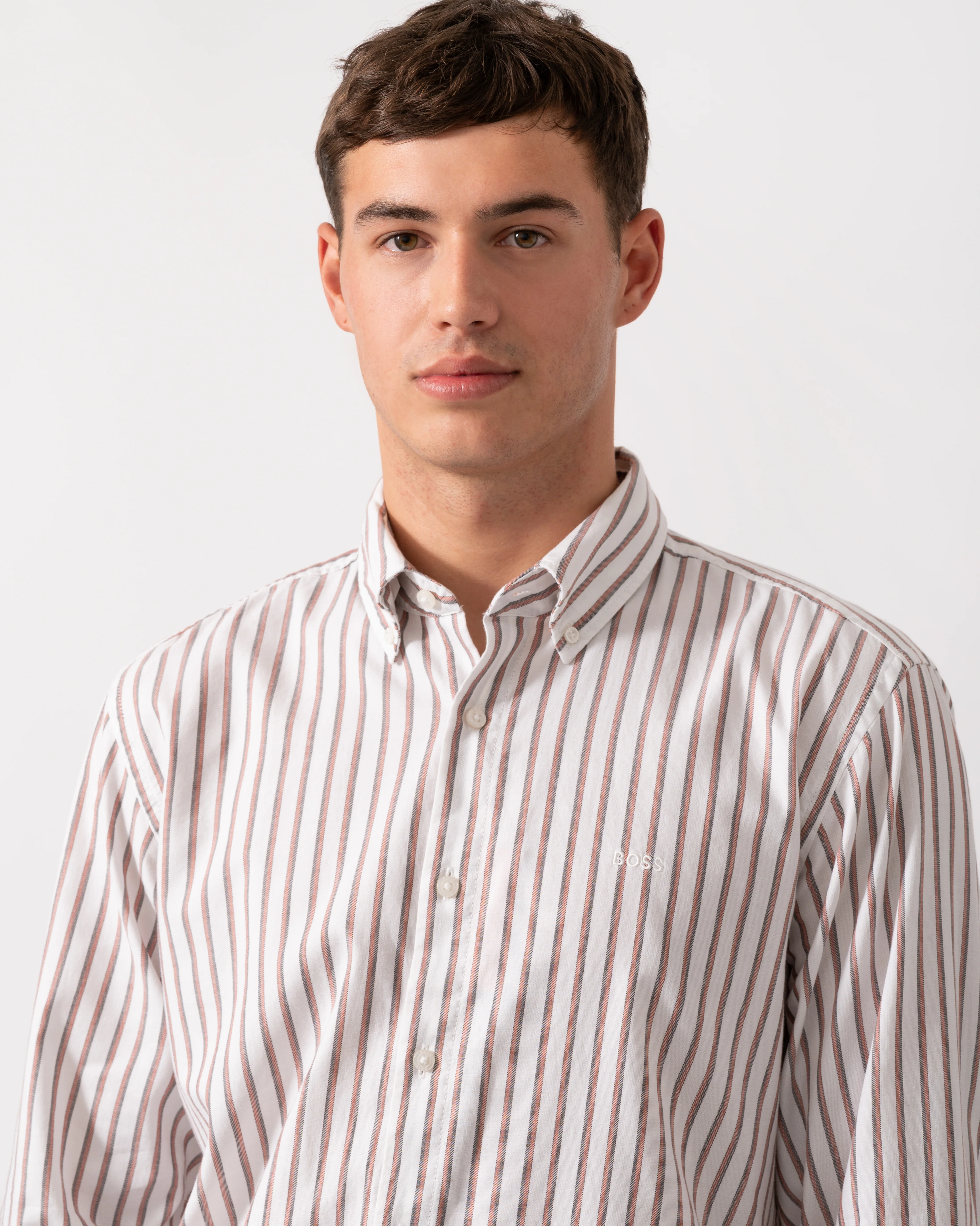 BOSS Orange Ricoplus Mens Long Sleeve Shirt - White 100 - Image 3