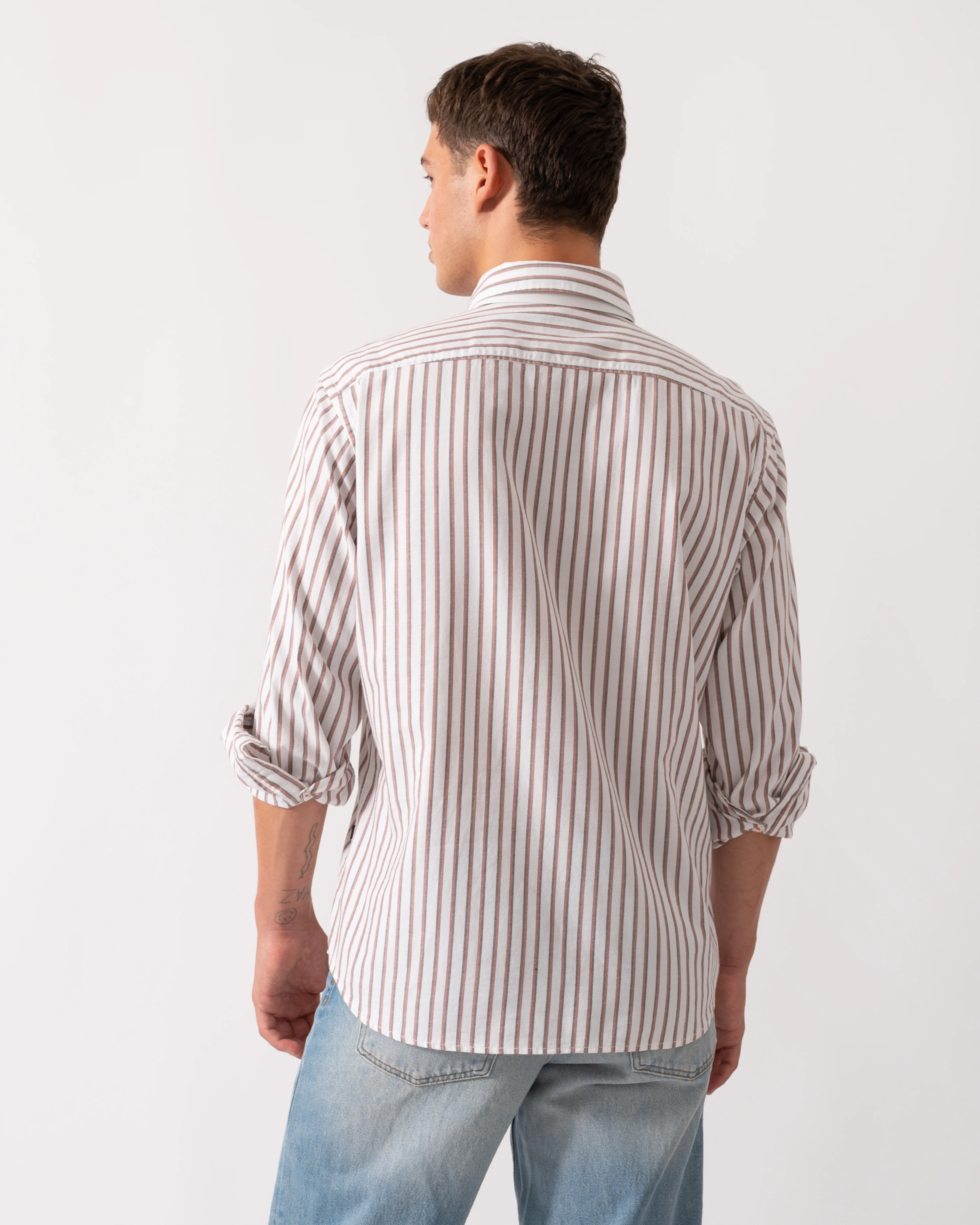 BOSS Orange Ricoplus Mens Long Sleeve Shirt - White 100 - Image 4