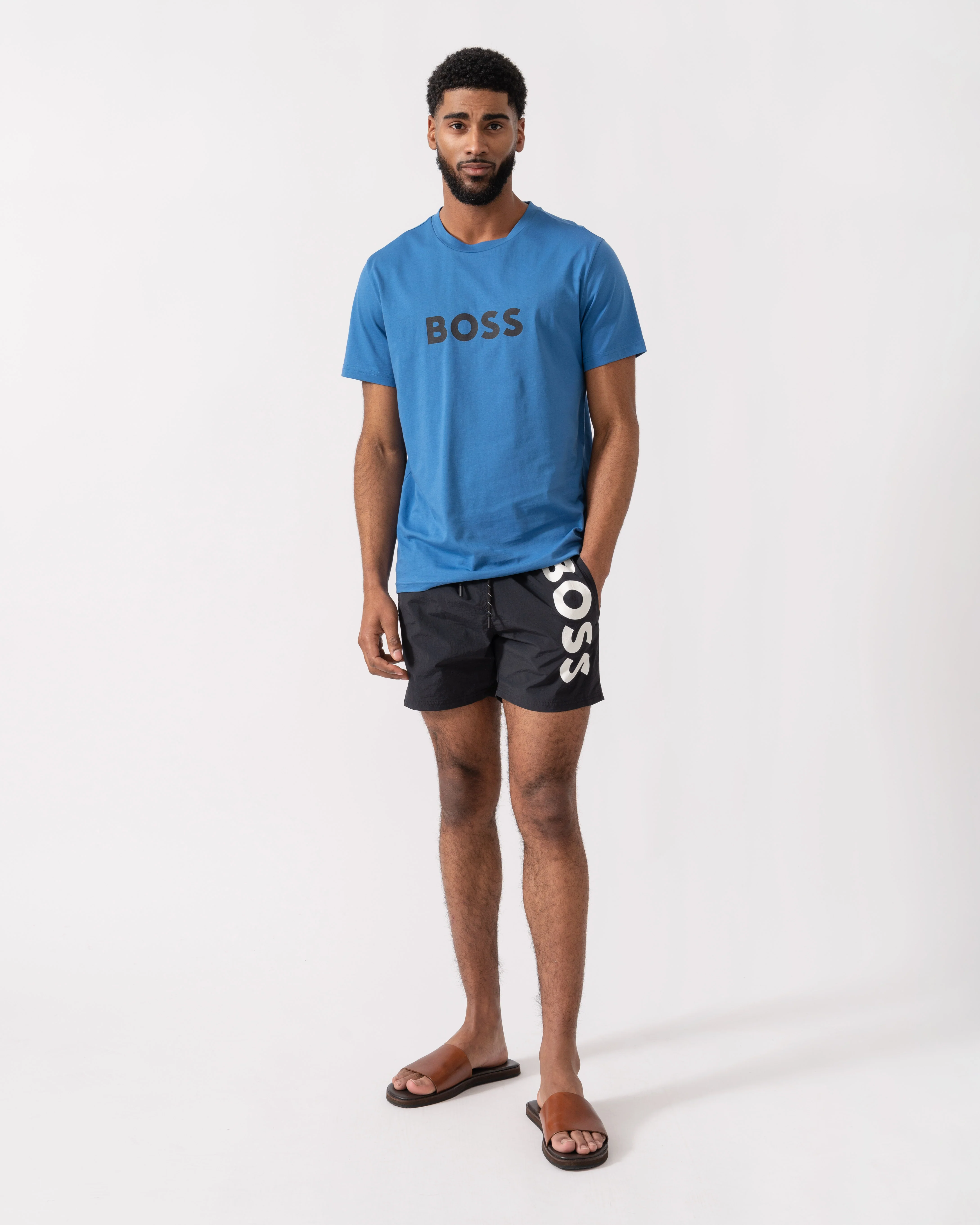 BOSS Orange RN Relaxed Fit T-Shirt With Contrast Logo - Bright Blue 436 - Image 2