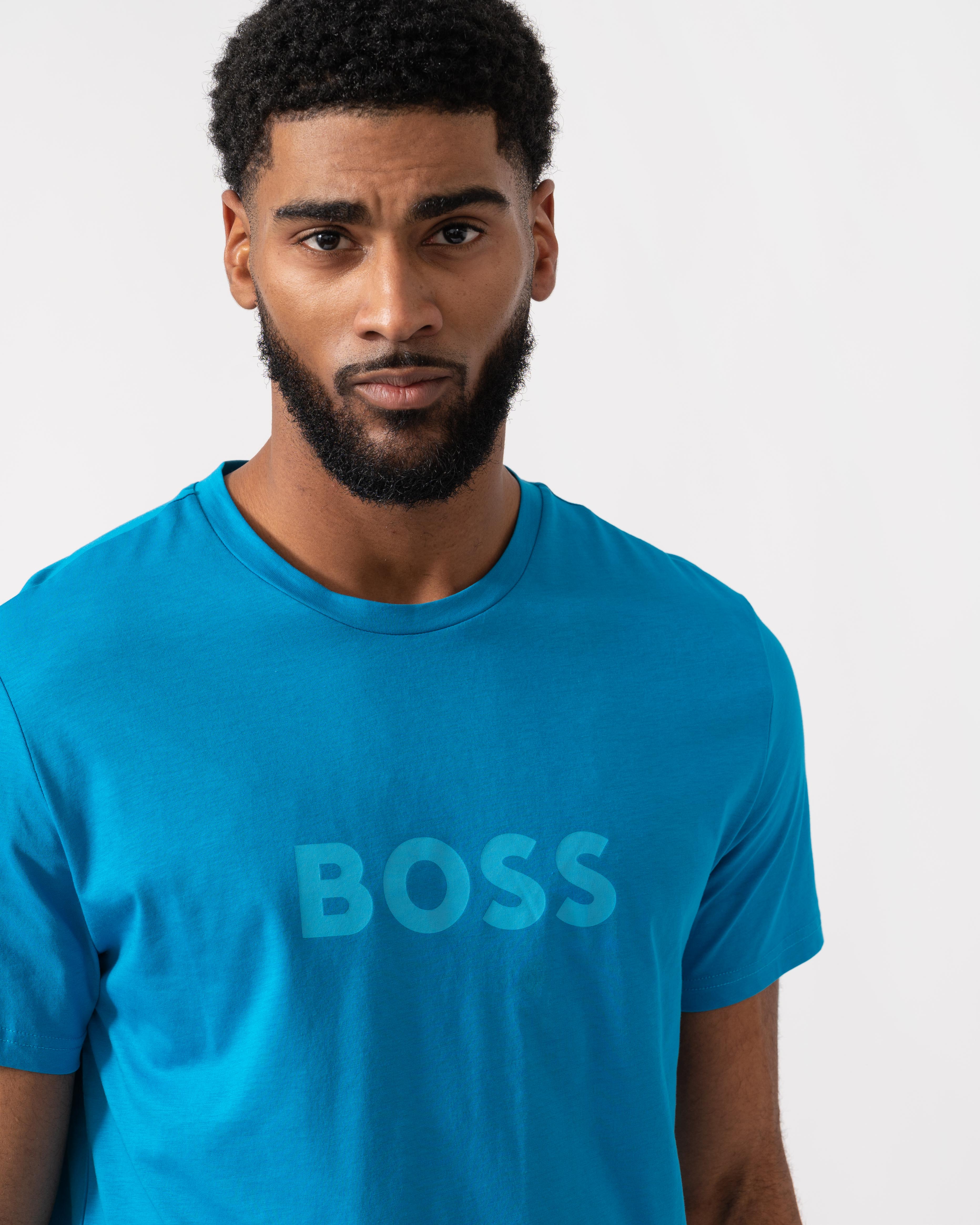 BOSS Orange RN Relaxed Fit T-Shirt With Contrast Logo - Turquoise/Aqua 443 - Image 2