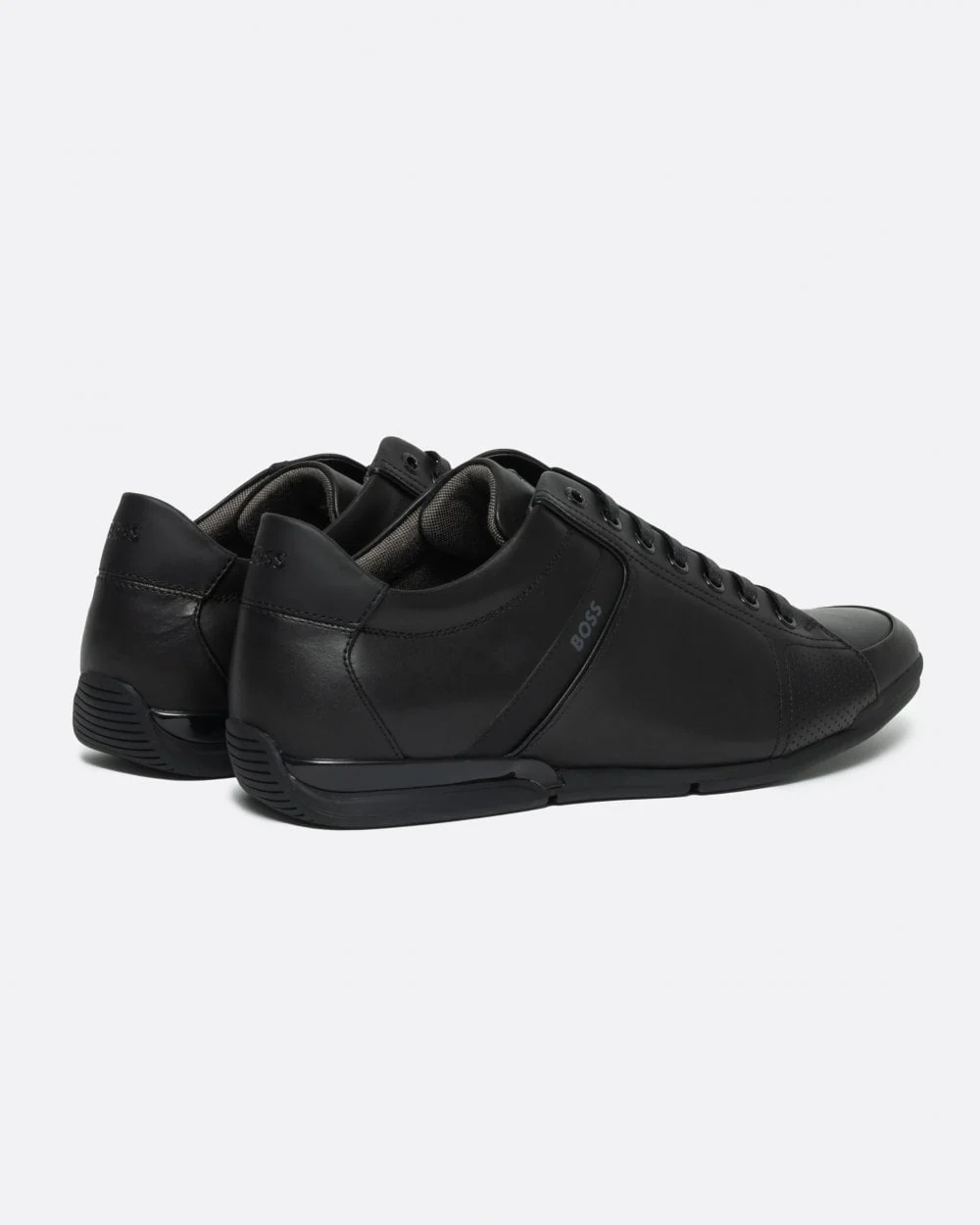 BOSS Orange Saturn Mens Low Profile Leather Trainers With Odour-Control Lining NOS - Black 001 - Image 3
