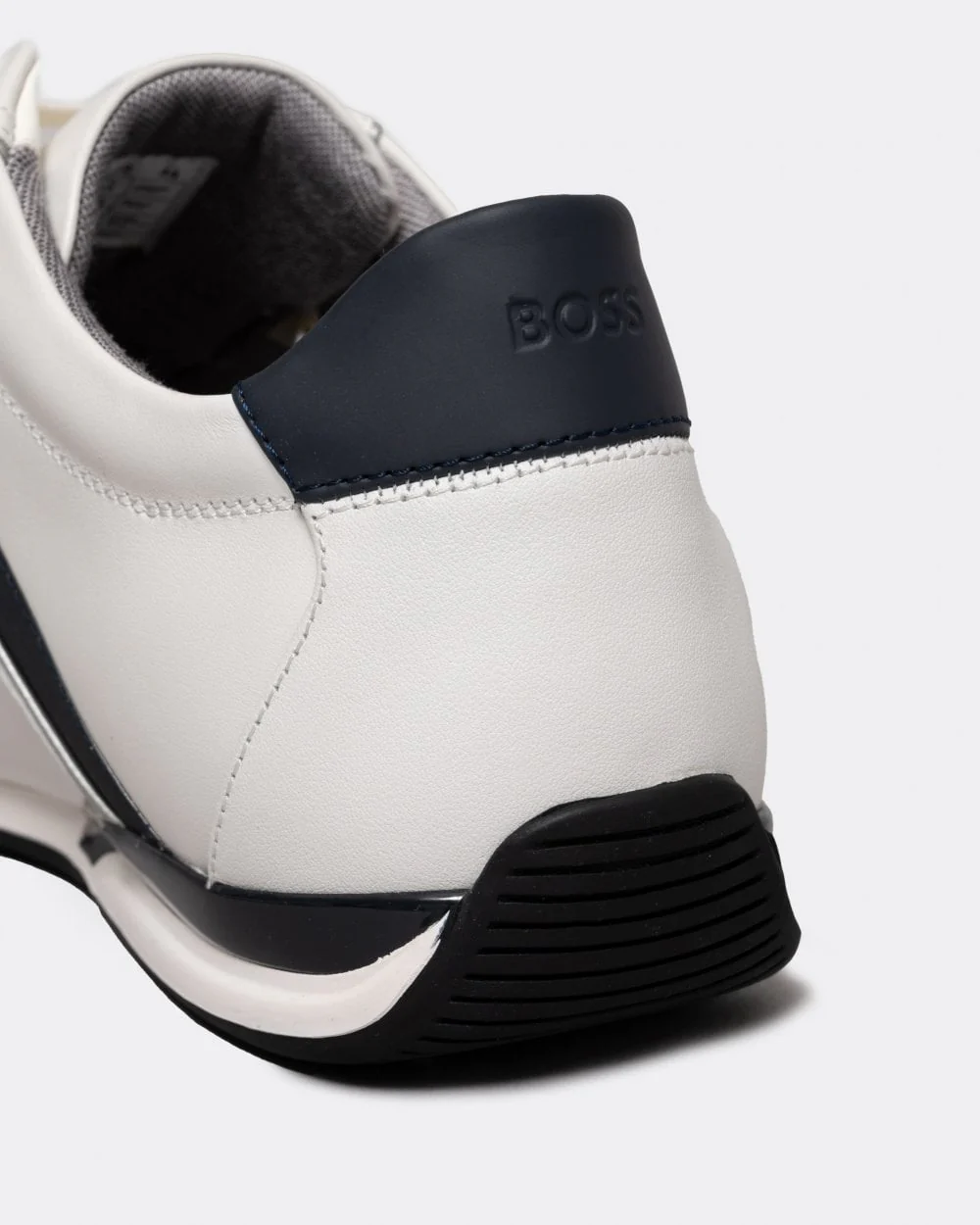 BOSS Orange Saturn Mens Low Profile Leather Trainers With Odour-Control Lining NOS - White 100 - Image 5