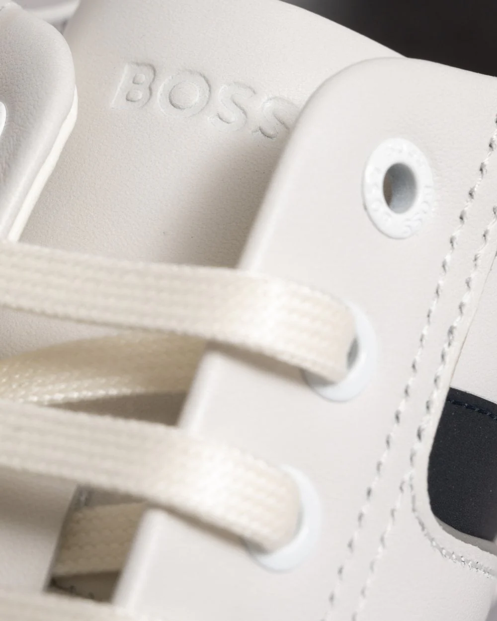 BOSS Orange Saturn Mens Low Profile Leather Trainers With Odour-Control Lining NOS - White 100 - Image 6