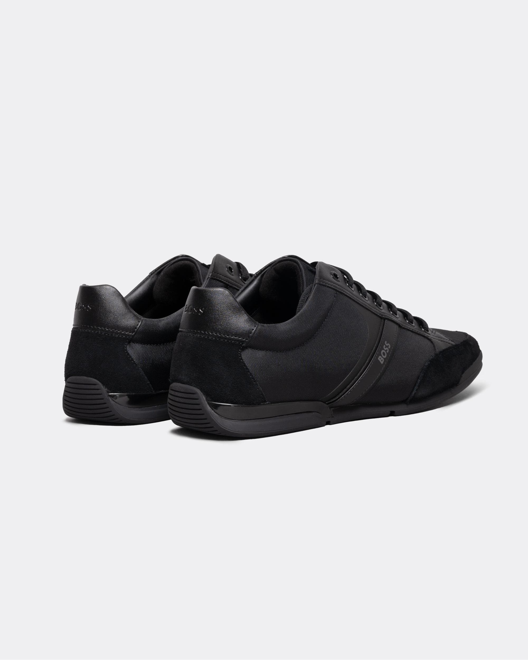 BOSS Orange Saturn Mens Low Profile Mixed Material Trainers With Suede and Faux Leather NOS - Black 001 - Image 3
