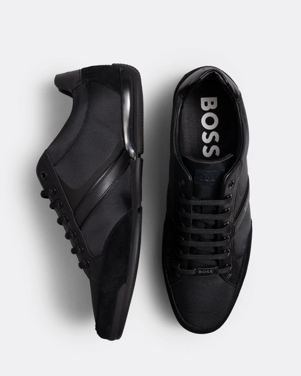BOSS Orange Saturn Mens Low Profile Mixed Material Trainers With Suede and Faux Leather NOS - Black 001 - Image 5