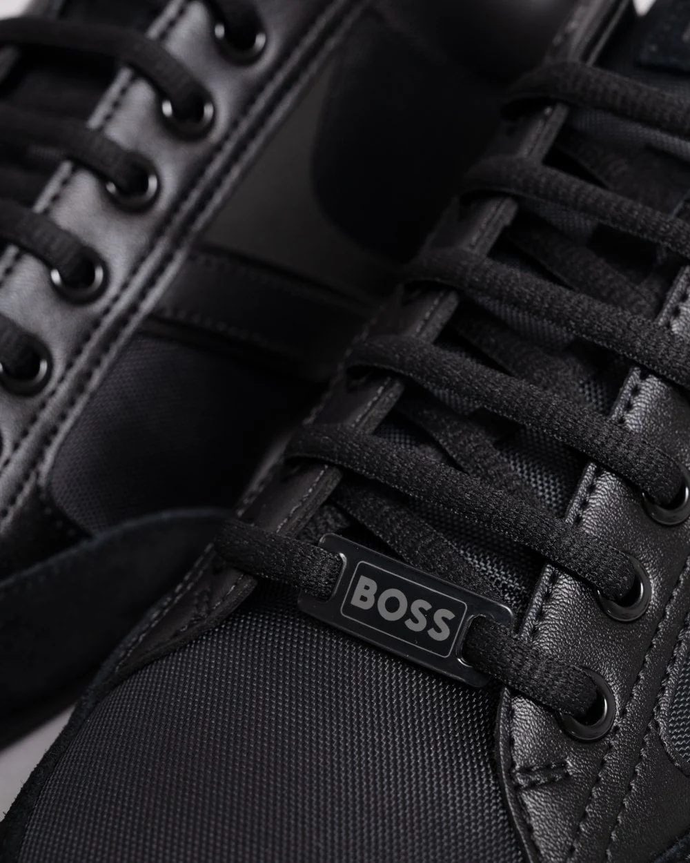 BOSS Orange Saturn Mens Low Profile Mixed Material Trainers With Suede and Faux Leather NOS - Black 001 - Image 6