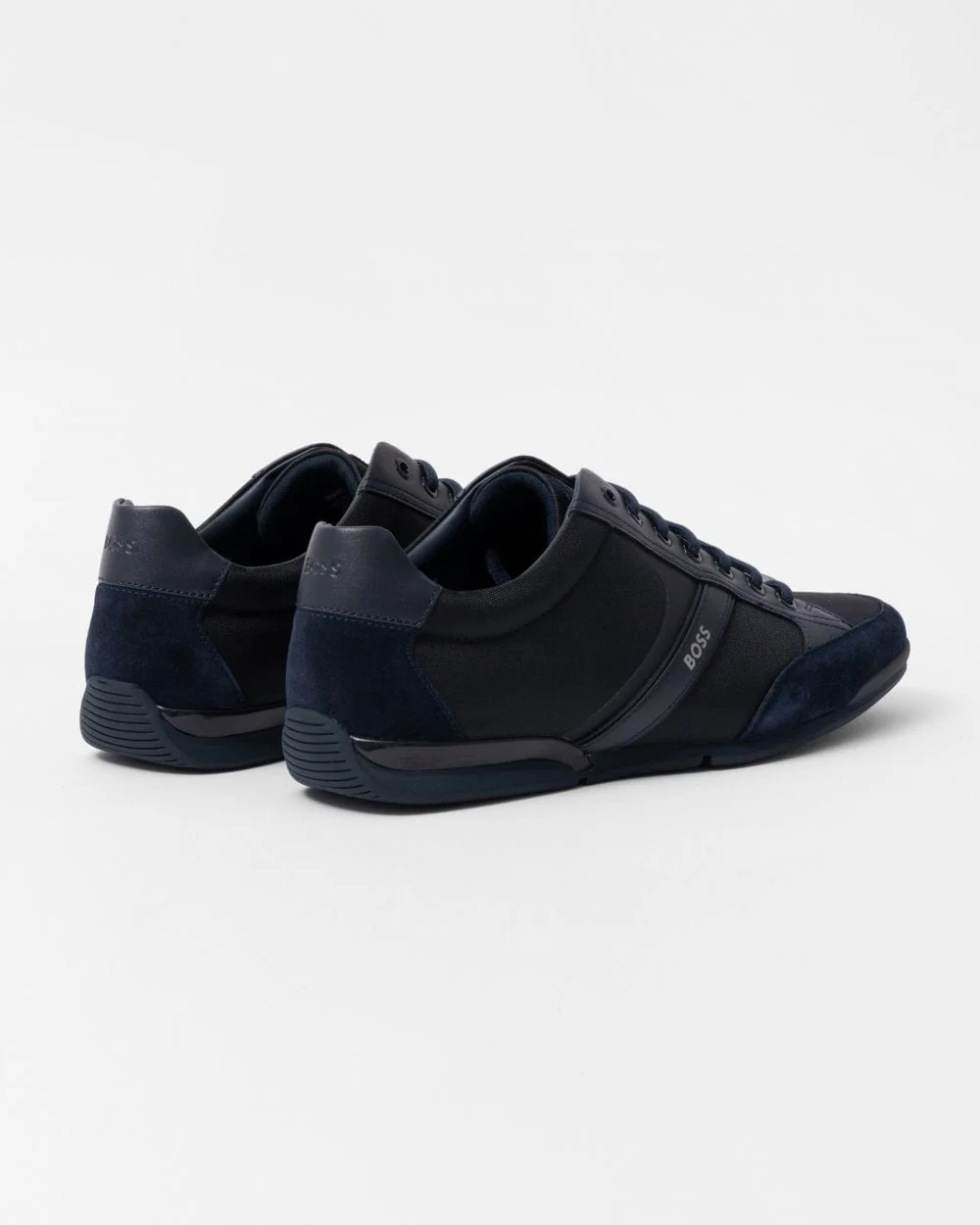 BOSS Orange Saturn Mens Low Profile Mixed Material Trainers With Suede and Faux Leather NOS - Dark Blue 401 - Image 3