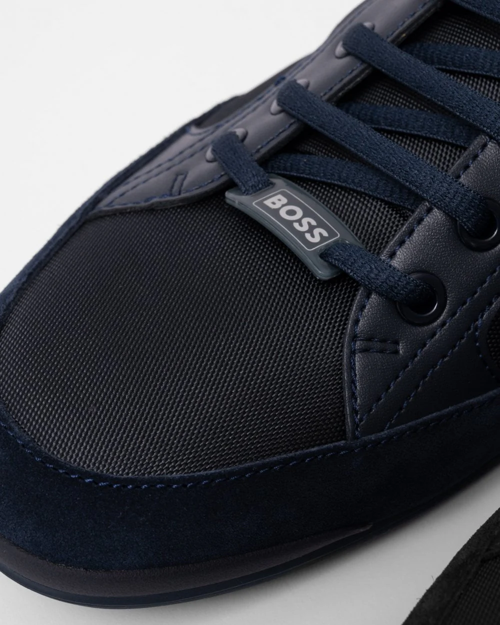 BOSS Orange Saturn Mens Low Profile Mixed Material Trainers With Suede and Faux Leather NOS - Dark Blue 401 - Image 5