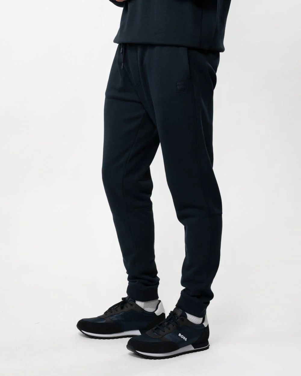 BOSS Orange Sestart Mens Cotton-Terry Tracksuit Bottoms With Logo Patch NOS - Dark Blue 404 - Image 4