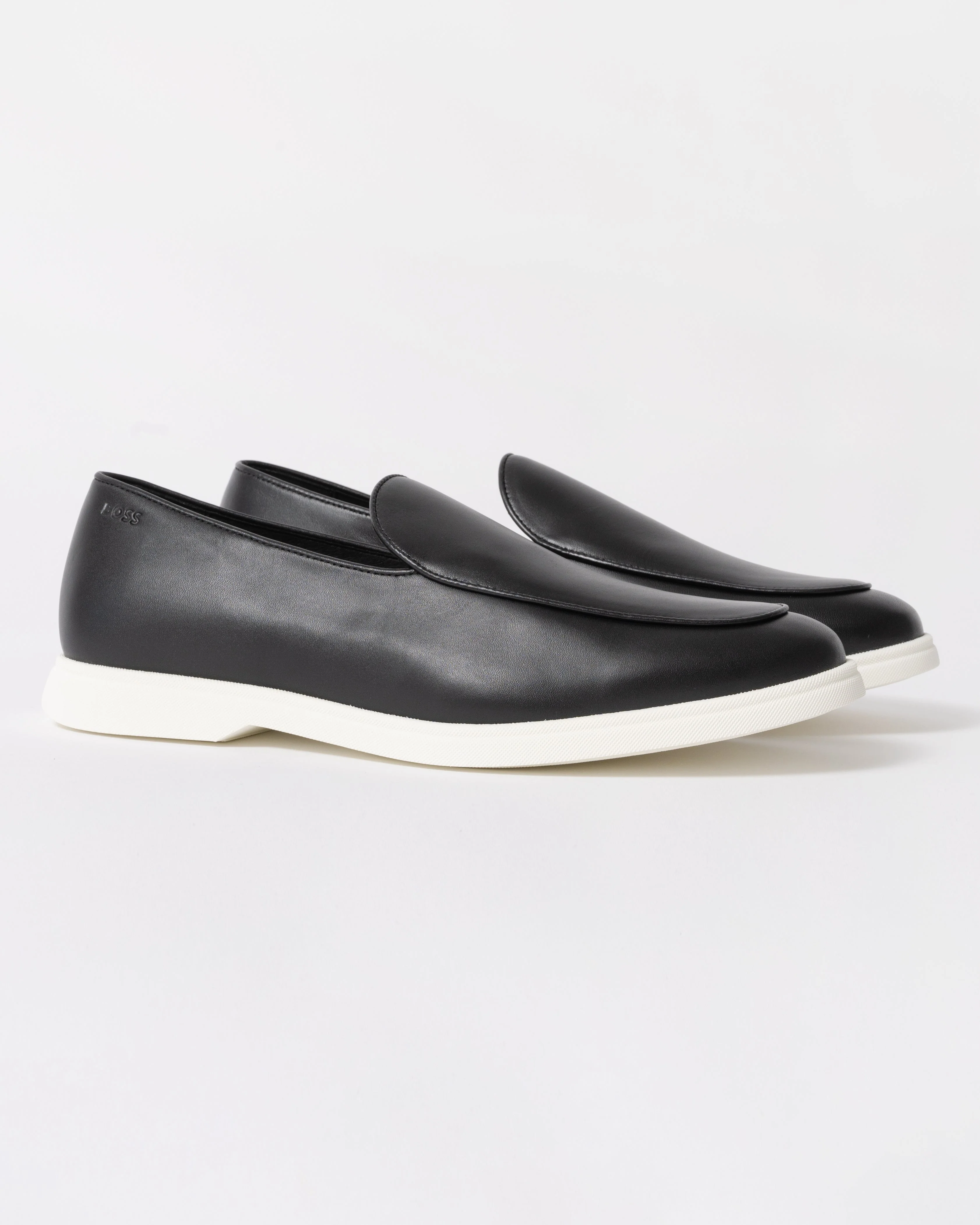 BOSS Orange Sienne Mens Italian Leather Loafers - Black 001 - Image 3
