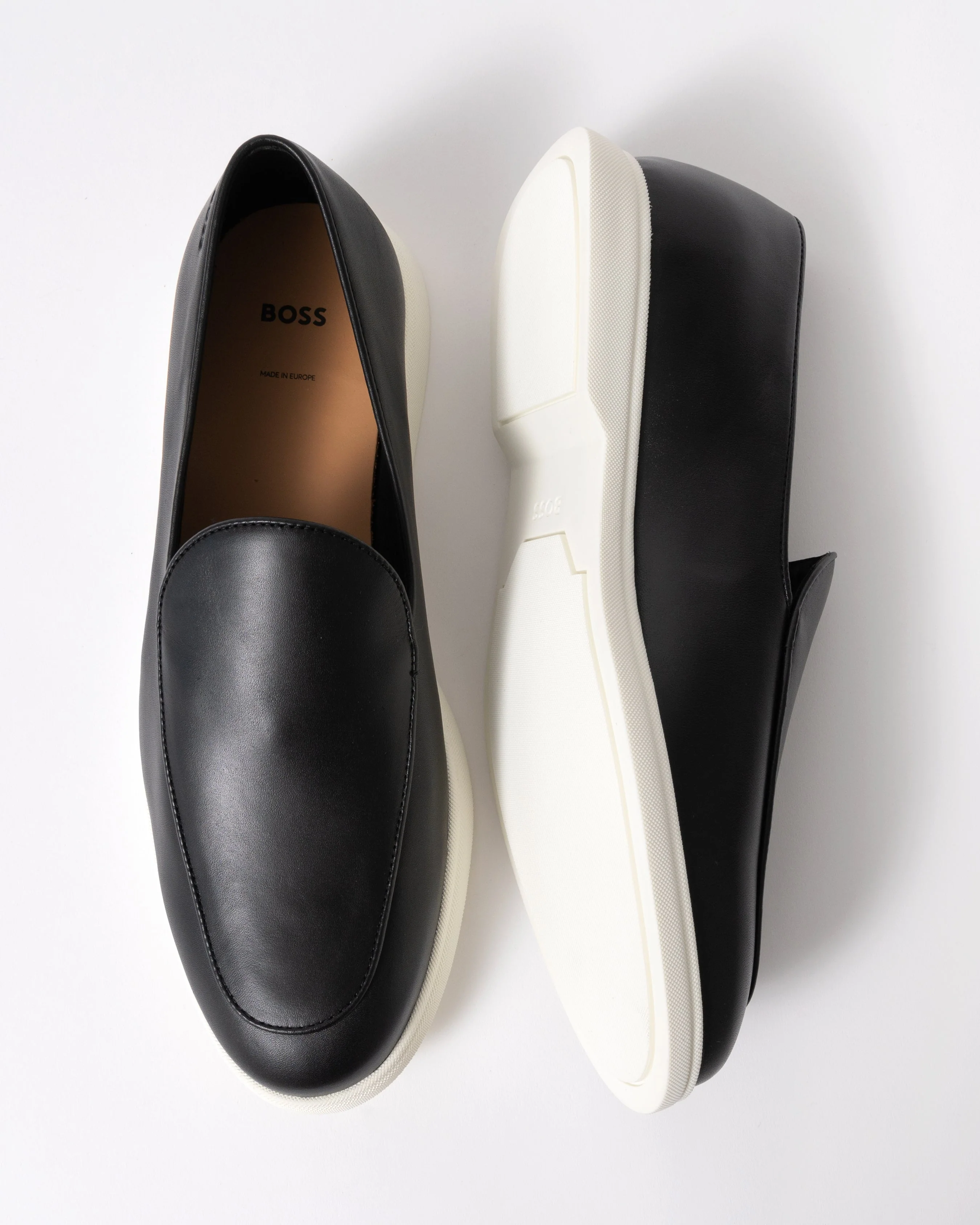 BOSS Orange Sienne Mens Italian Leather Loafers - Black 001 - Image 6