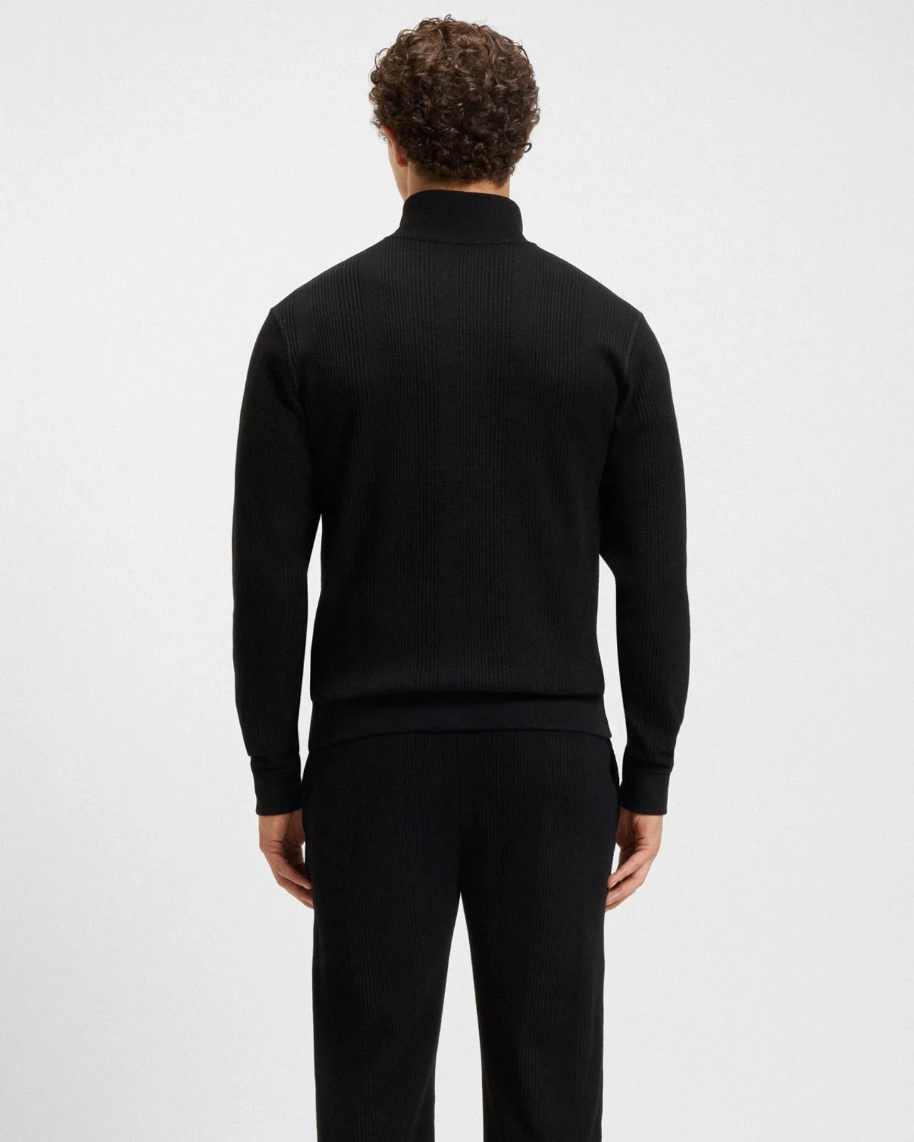 BOSS Orange Structure Mens 1/4 Zip Loungewear Top - Black 001 - Image 4
