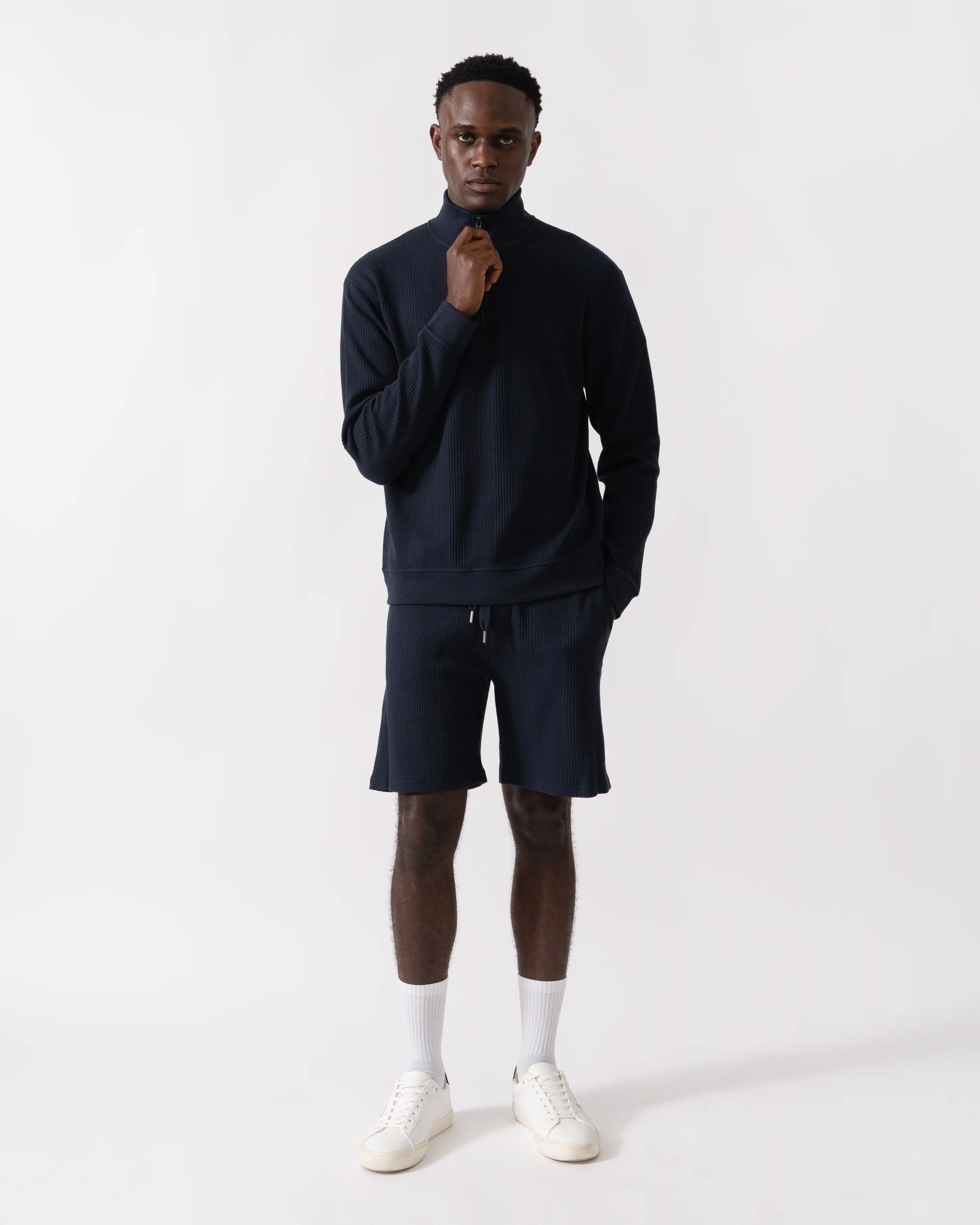 BOSS Orange Structure Mens 1/4 Zip Loungewear Top - Dark Blue 403 - Image 3