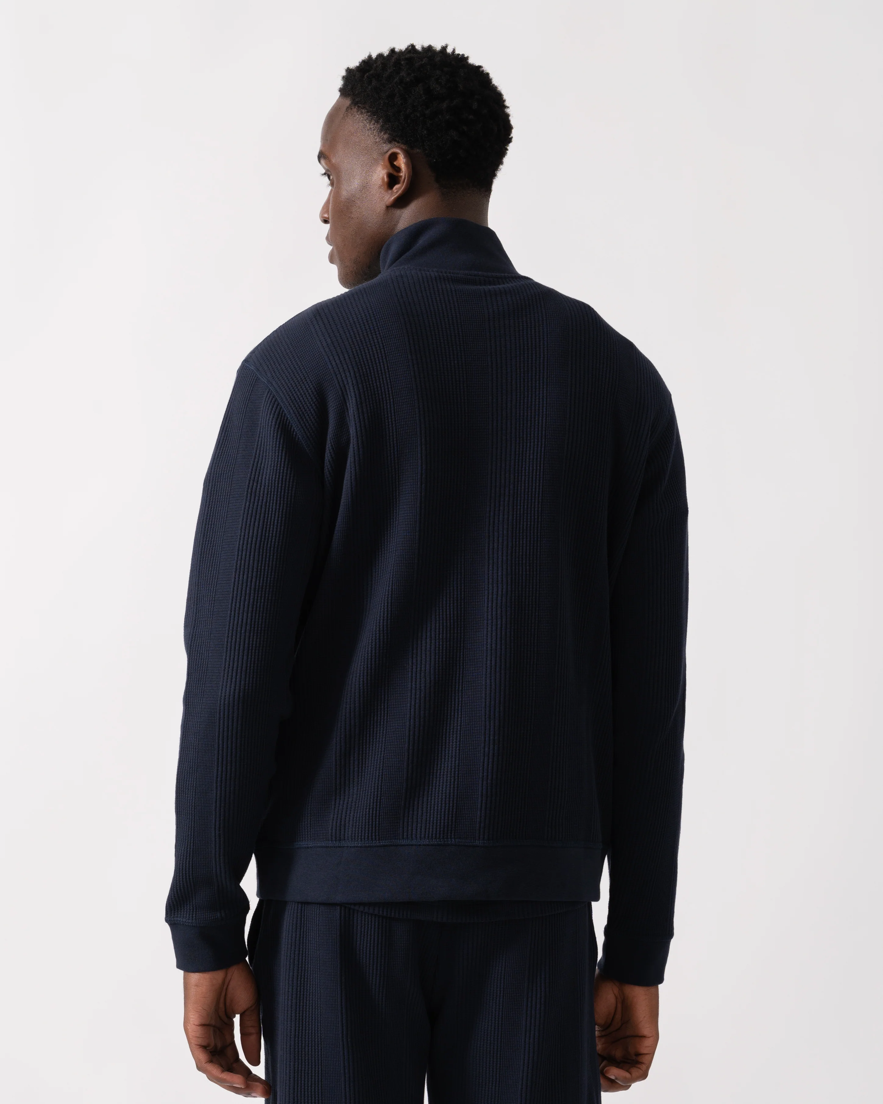BOSS Orange Structure Mens 1/4 Zip Loungewear Top - Dark Blue 403 - Image 4